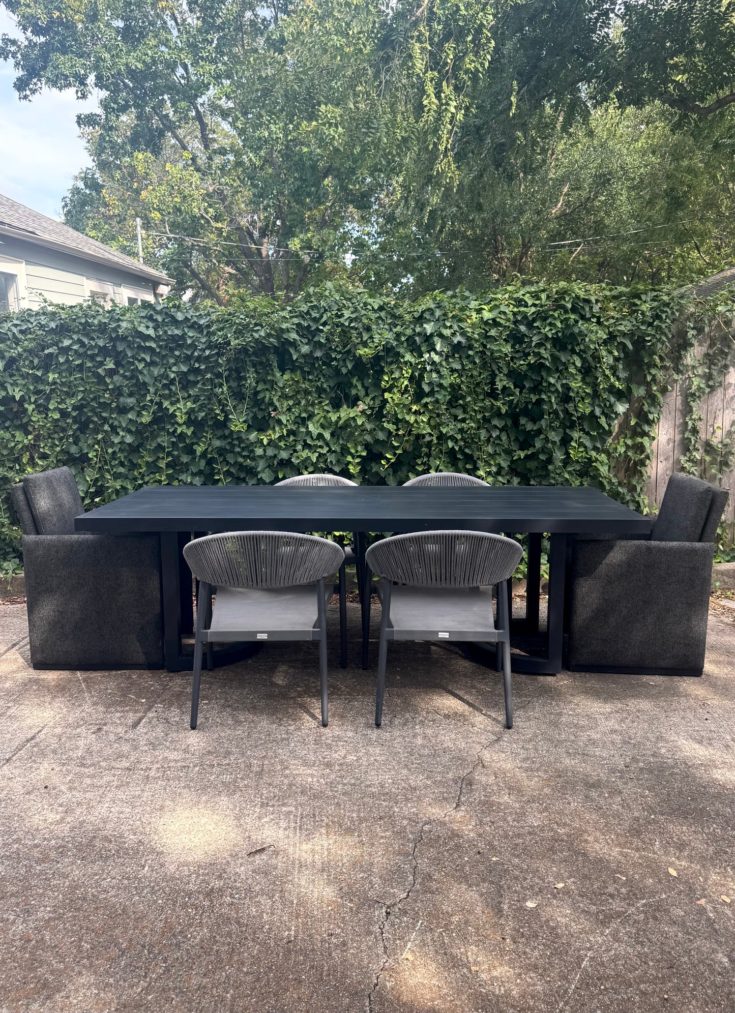 RH Portofino 96" Aluminum Outdoor Dining Table With Chairs Set Of 6 Restoration Hardware