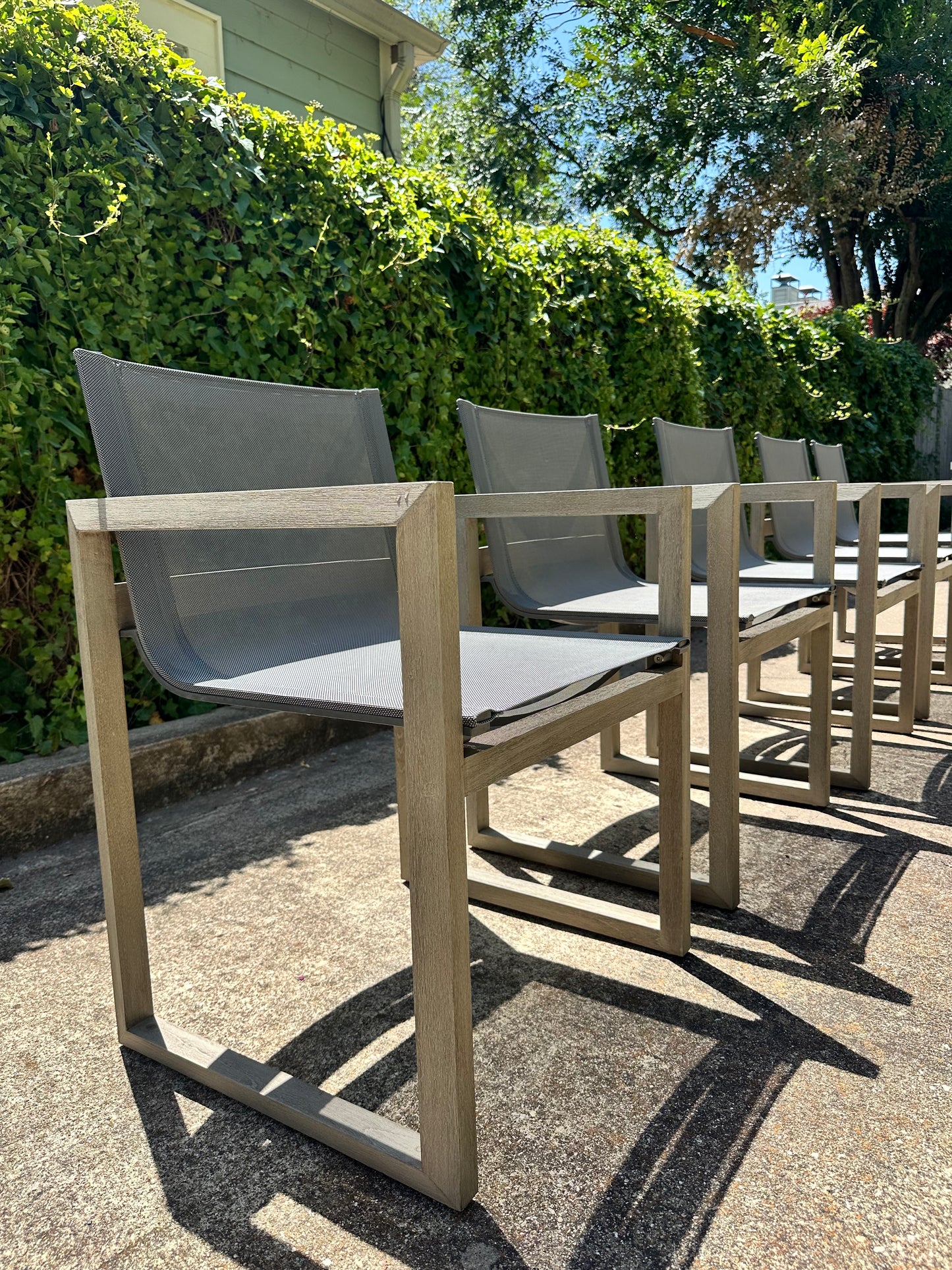 RH Outdoor Dining Set of 5 Paloma Chairs with Aluminum Director Dining Table Restoration Hardware