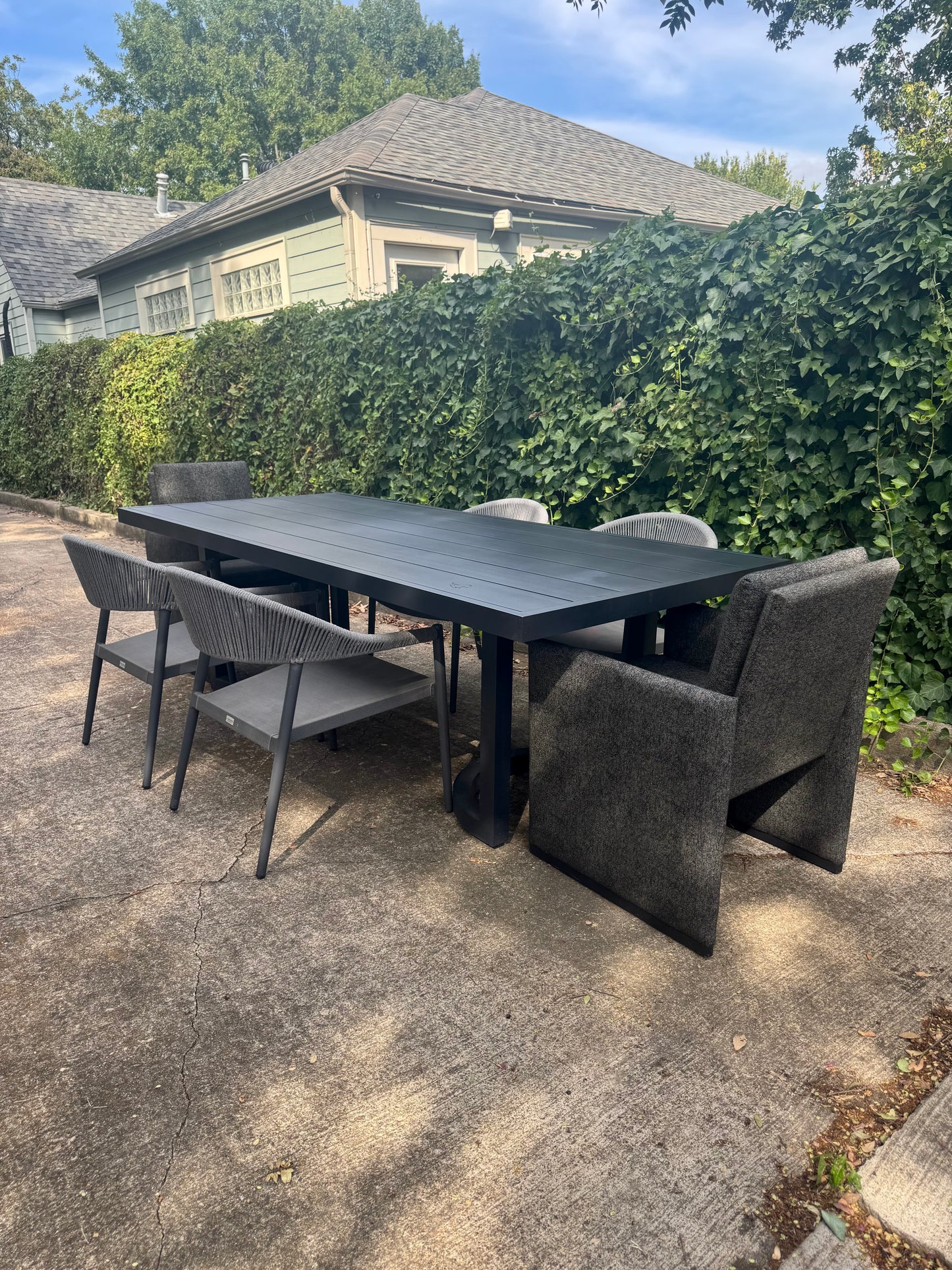 RH Portofino 96" Aluminum Outdoor Dining Table With Chairs Set Of 6 Restoration Hardware