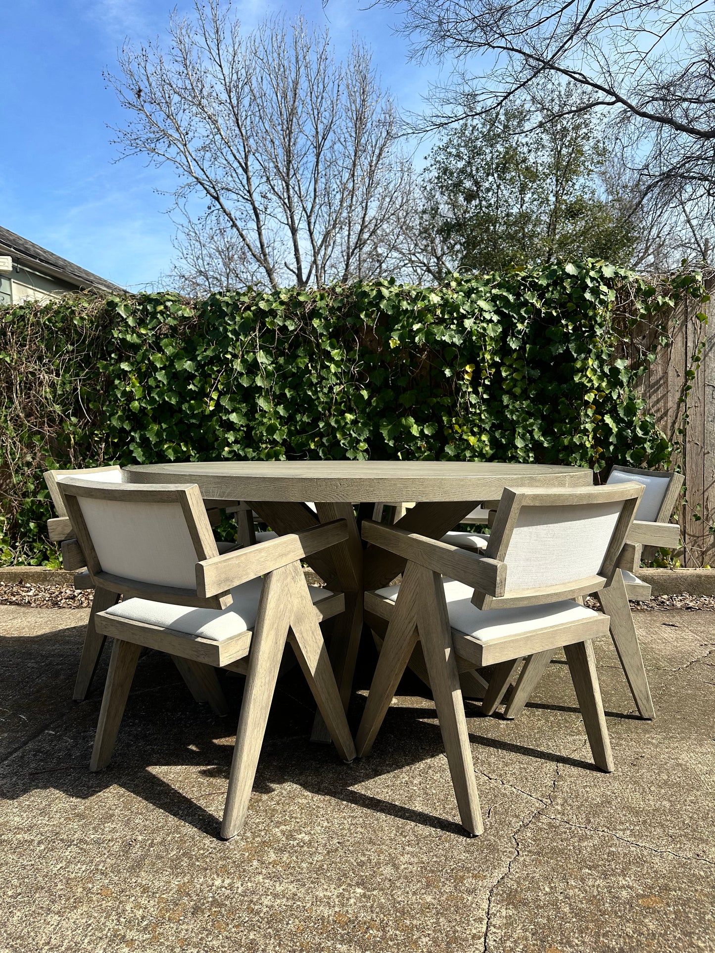 RH Dining Set with Six Jakob Dining Chairs & French 60” Round Dining Table