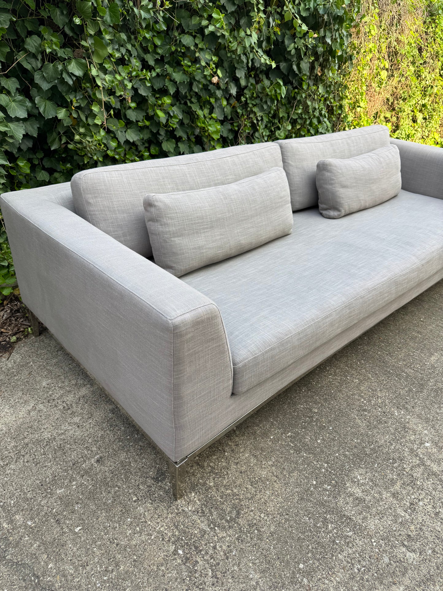 RH Italia Taper Arm Sofa 9 Foot with Chrome Legs