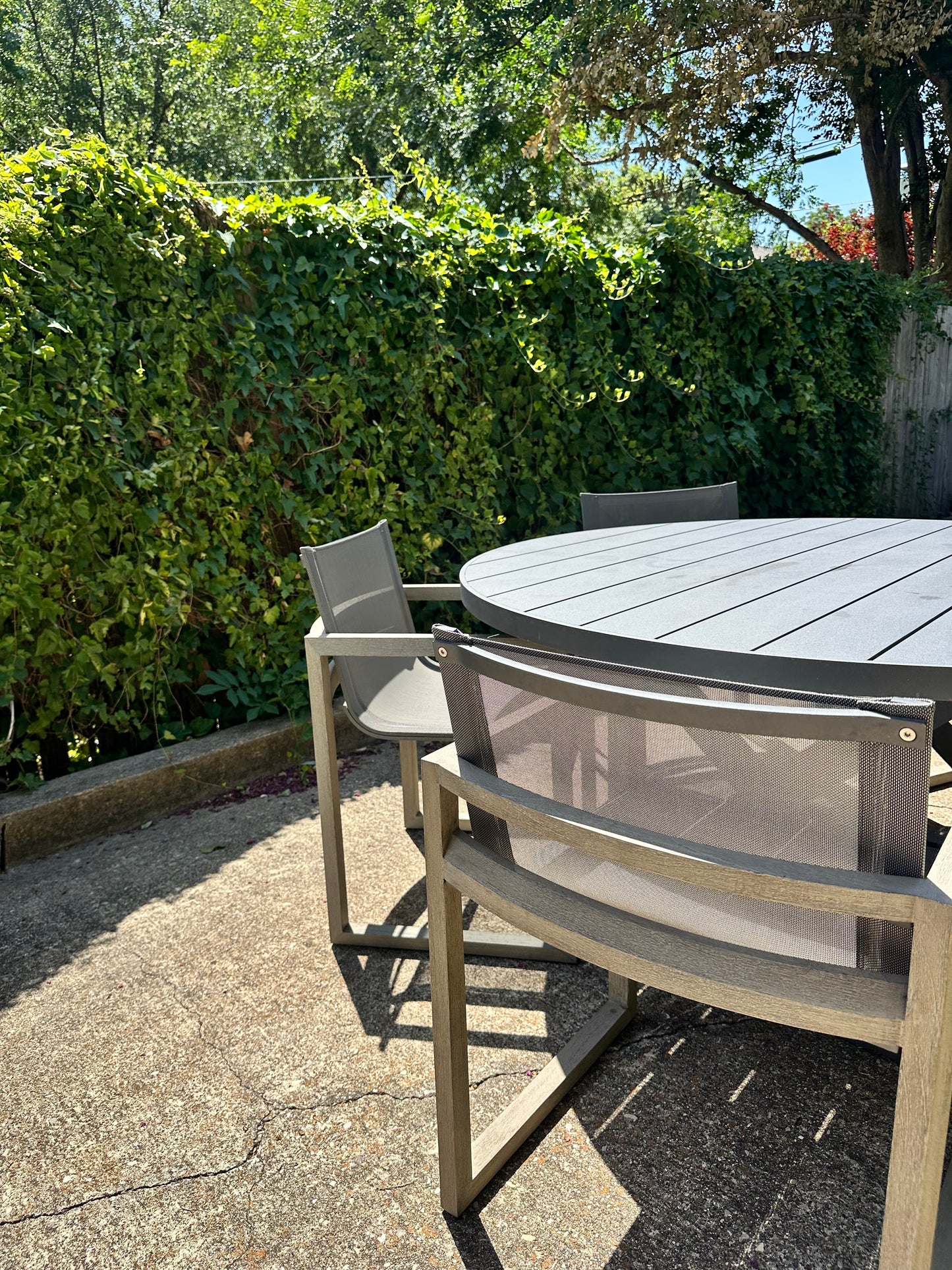 RH Outdoor Dining Set of 5 Paloma Chairs with Aluminum Director Dining Table Restoration Hardware