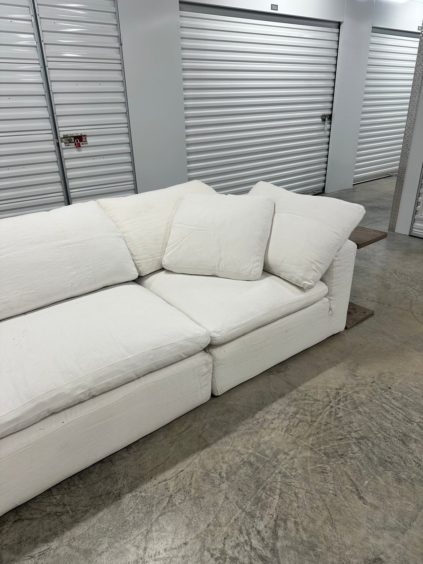 RH Five Piece Cloud Modular Sectional White Authentic with Cloud C Side Table