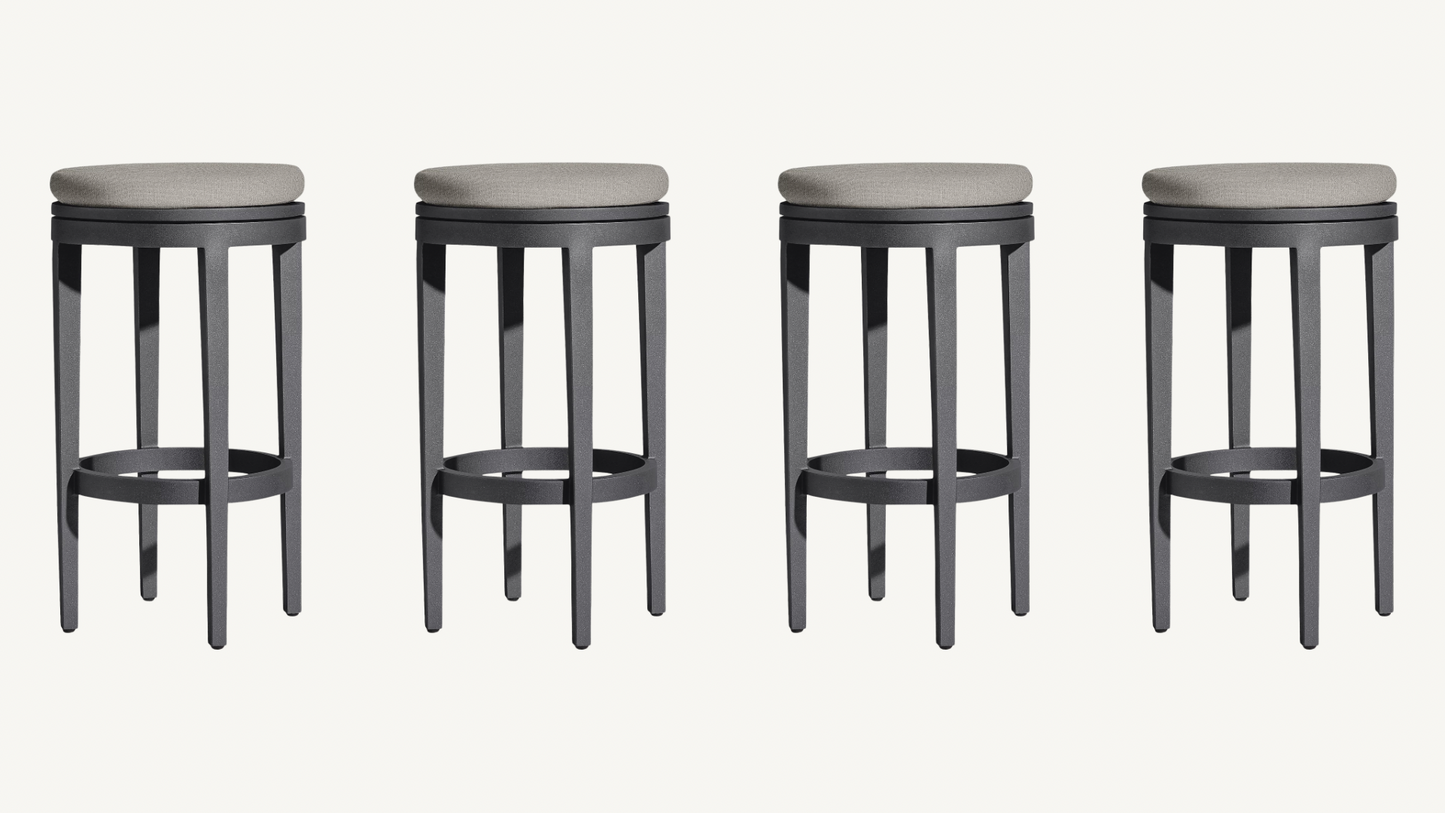RH Balmain Aluminum Swivel Outdoor Stools Set of 4 Restoration Hardware