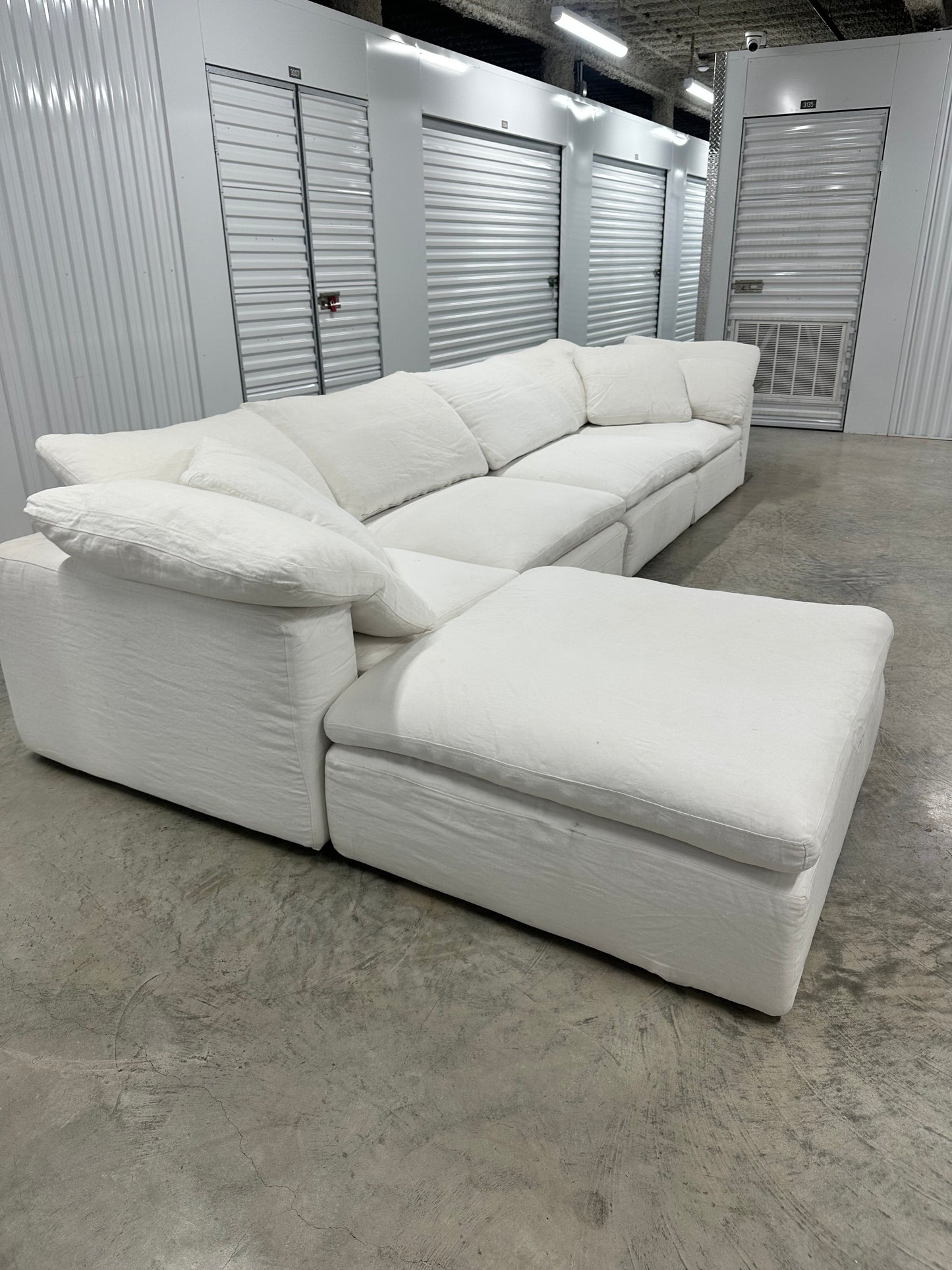RH Five Piece Cloud Modular Sectional White Authentic with Cloud C Side Table