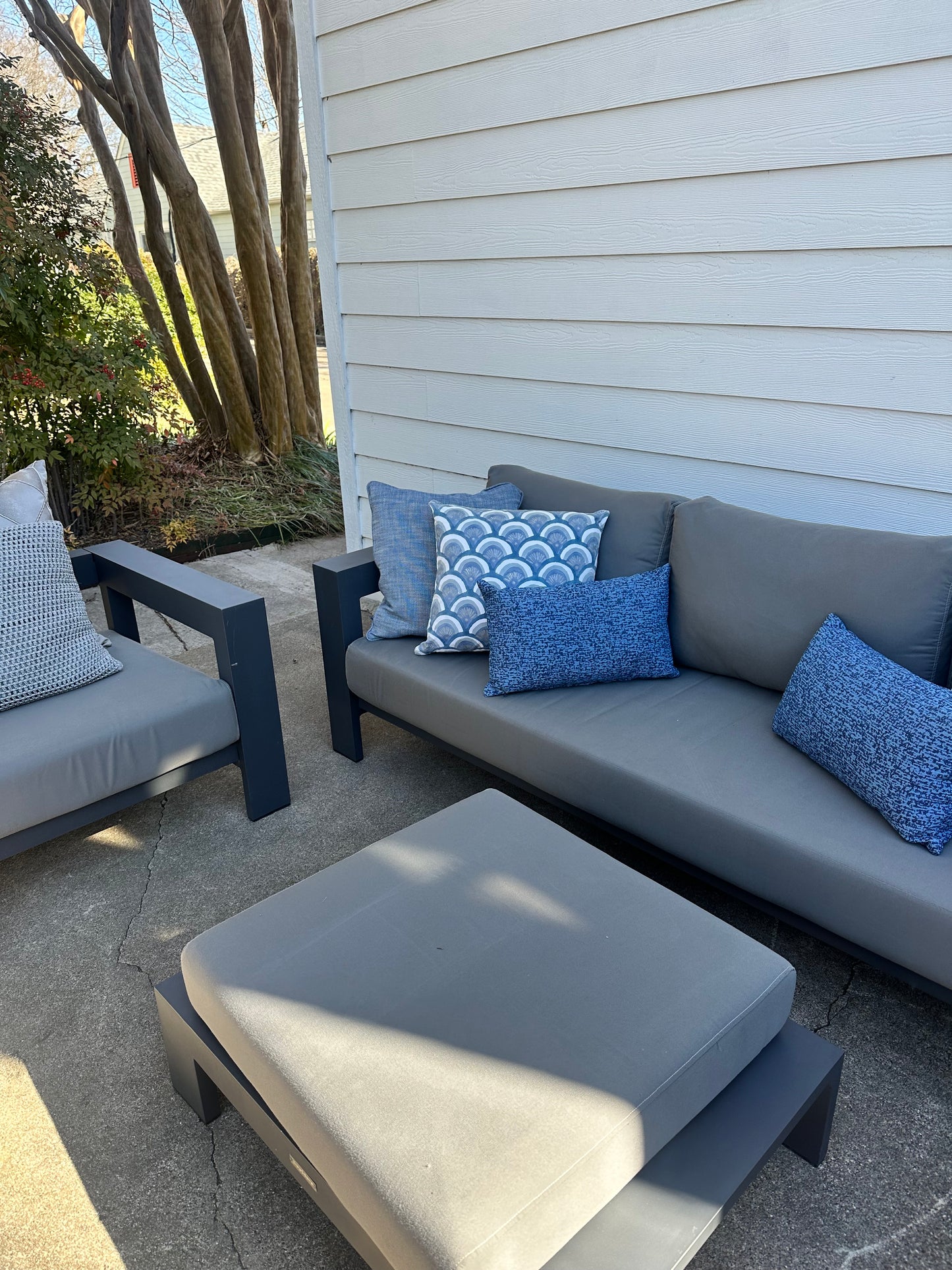 C&B Walker Outdoor Furniture Set Sofa, Two Lounge Chairs, Ottoman