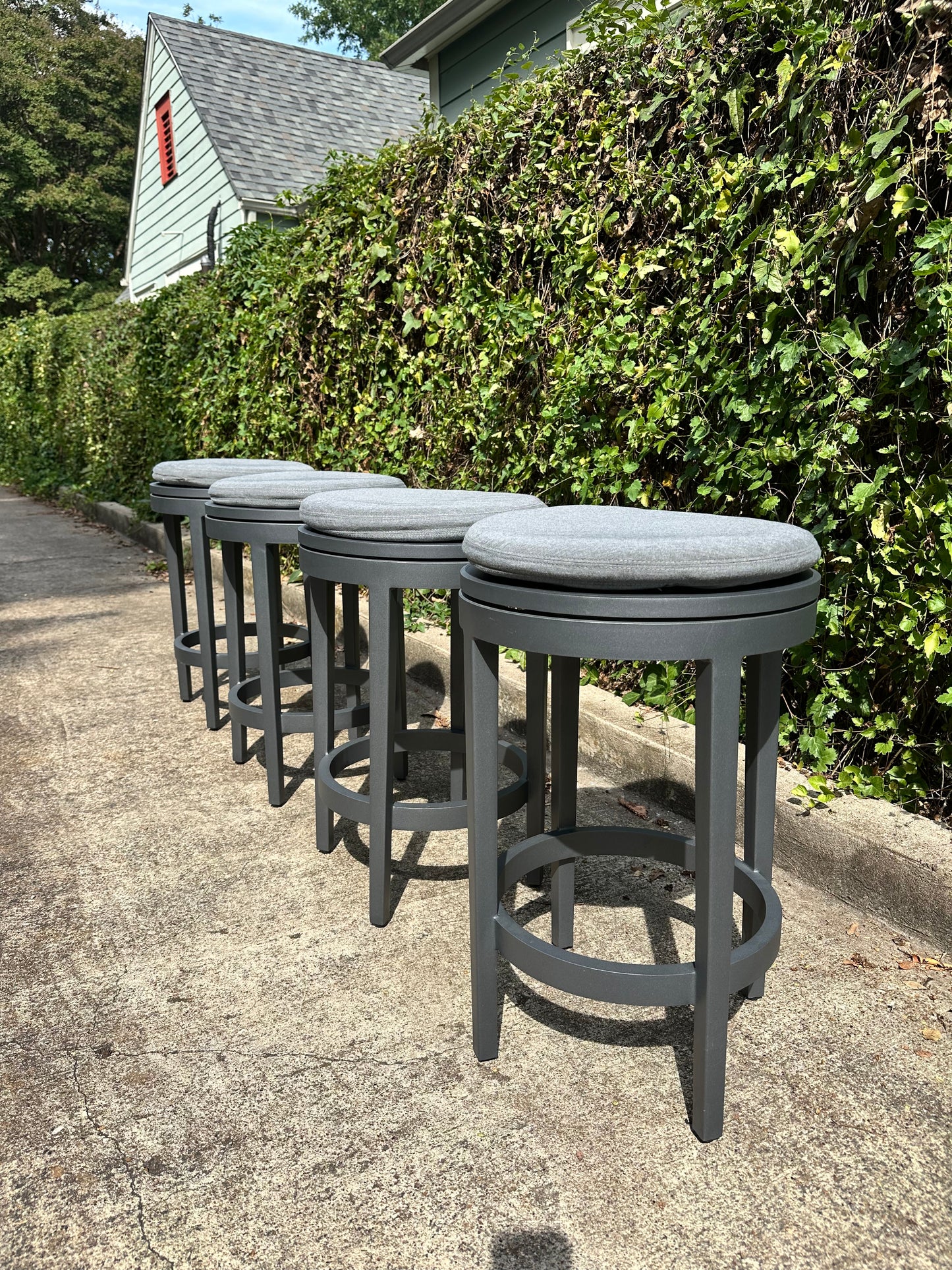 RH Balmain Aluminum Swivel Outdoor Stools Set of 4 Restoration Hardware