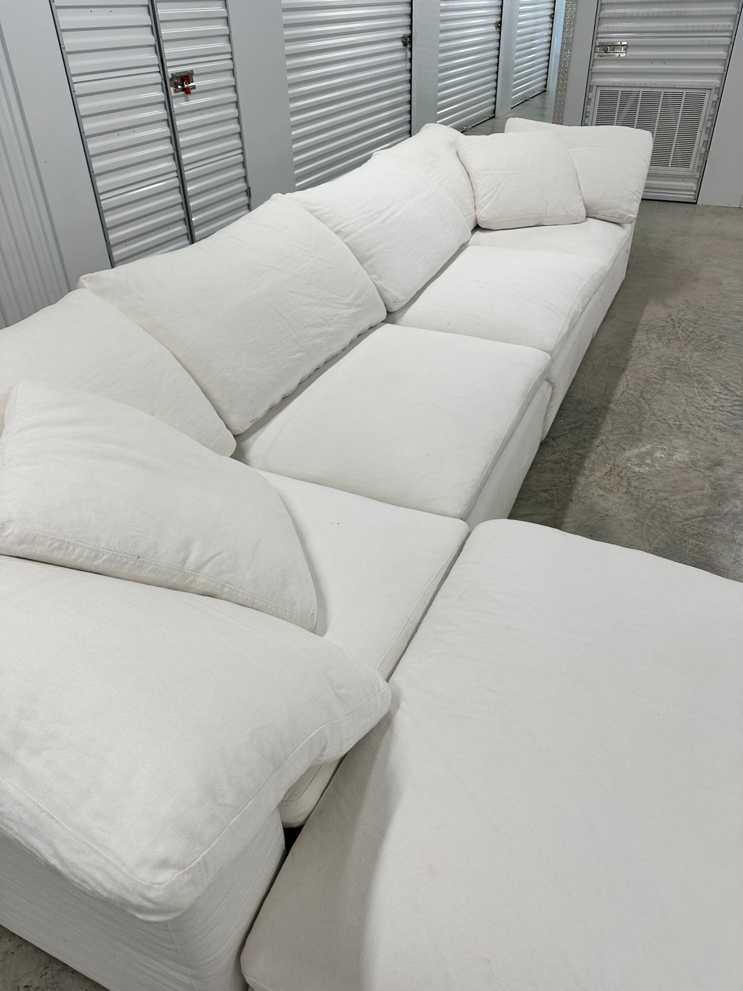 RH Five Piece Cloud Modular Sectional White Authentic with Cloud C Side Table