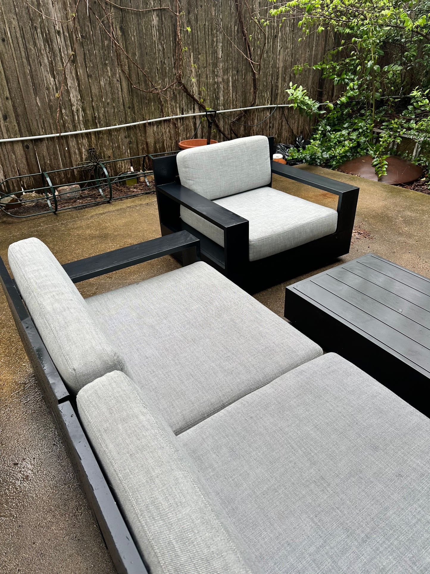 RH Marbella Outdoor Set Two Swivel Chairs with Modular Sofa Loveseat Aluminum