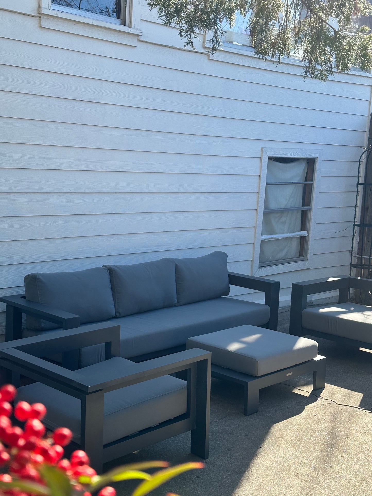 C&B Walker Outdoor Furniture Set Sofa, Two Lounge Chairs, Ottoman