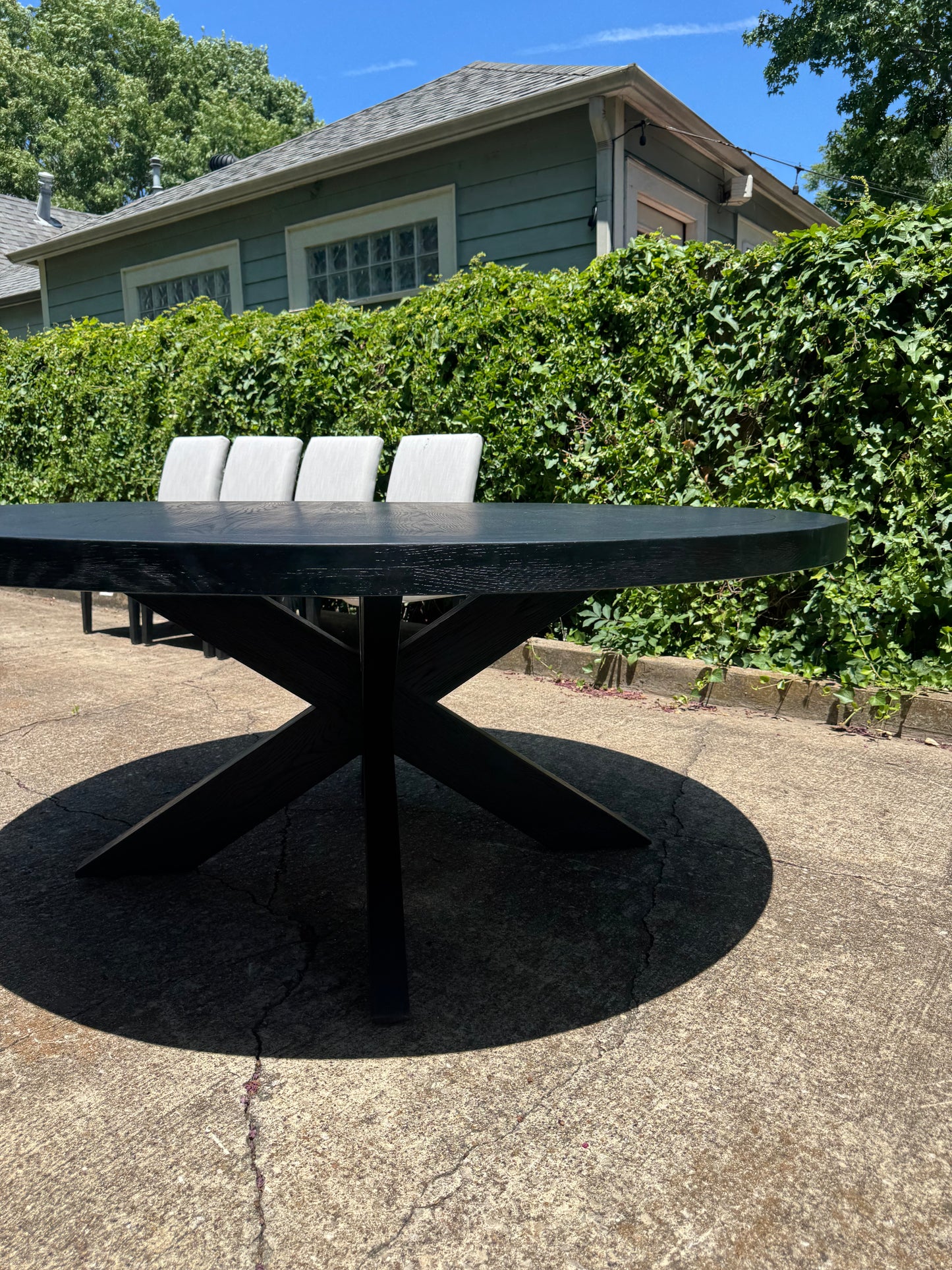 RH 1960s French X-Base 72” Round Dining Table Restoration Hardware