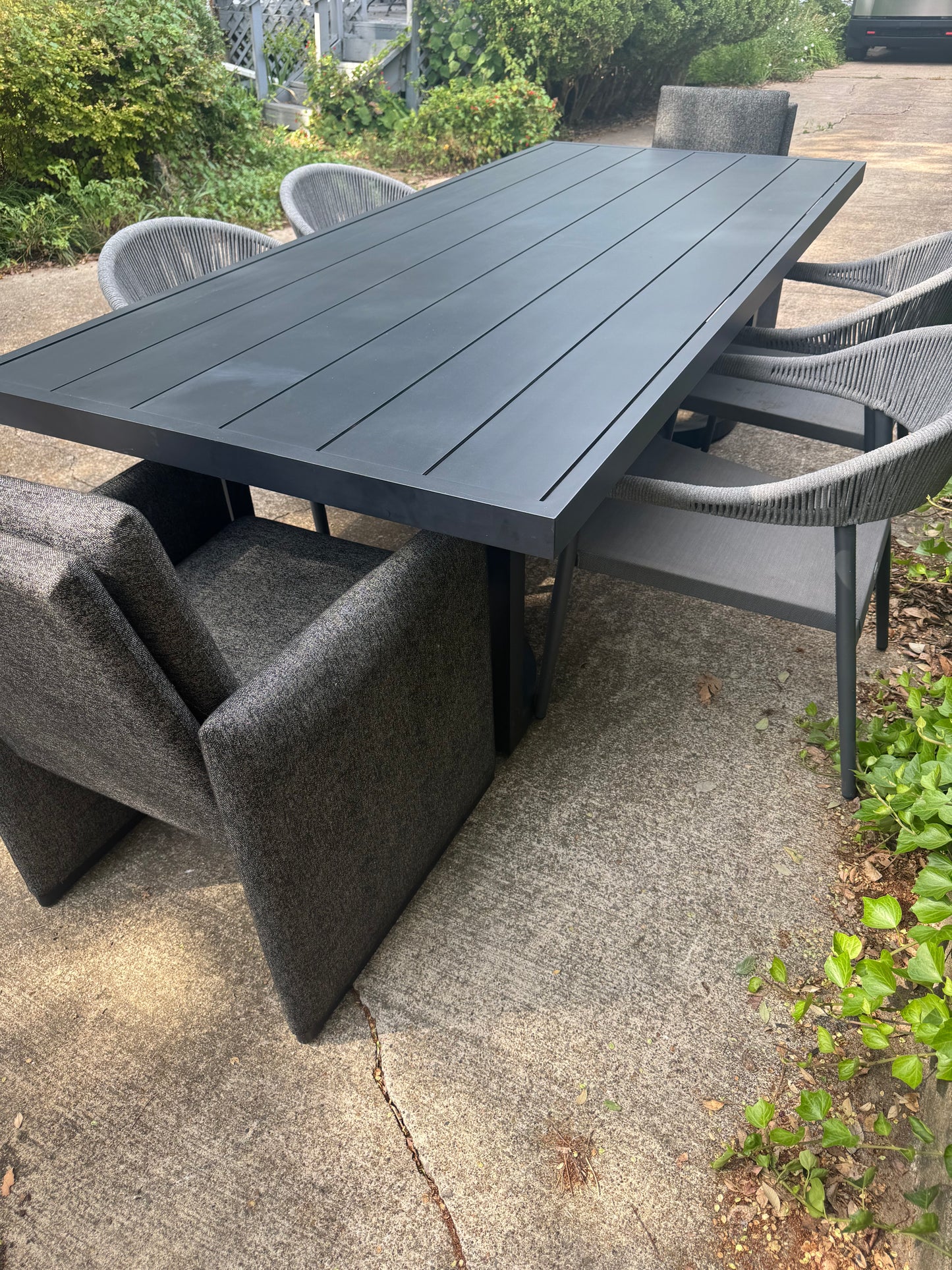 RH Portofino 96" Aluminum Outdoor Dining Table With Chairs Set Of 6 Restoration Hardware