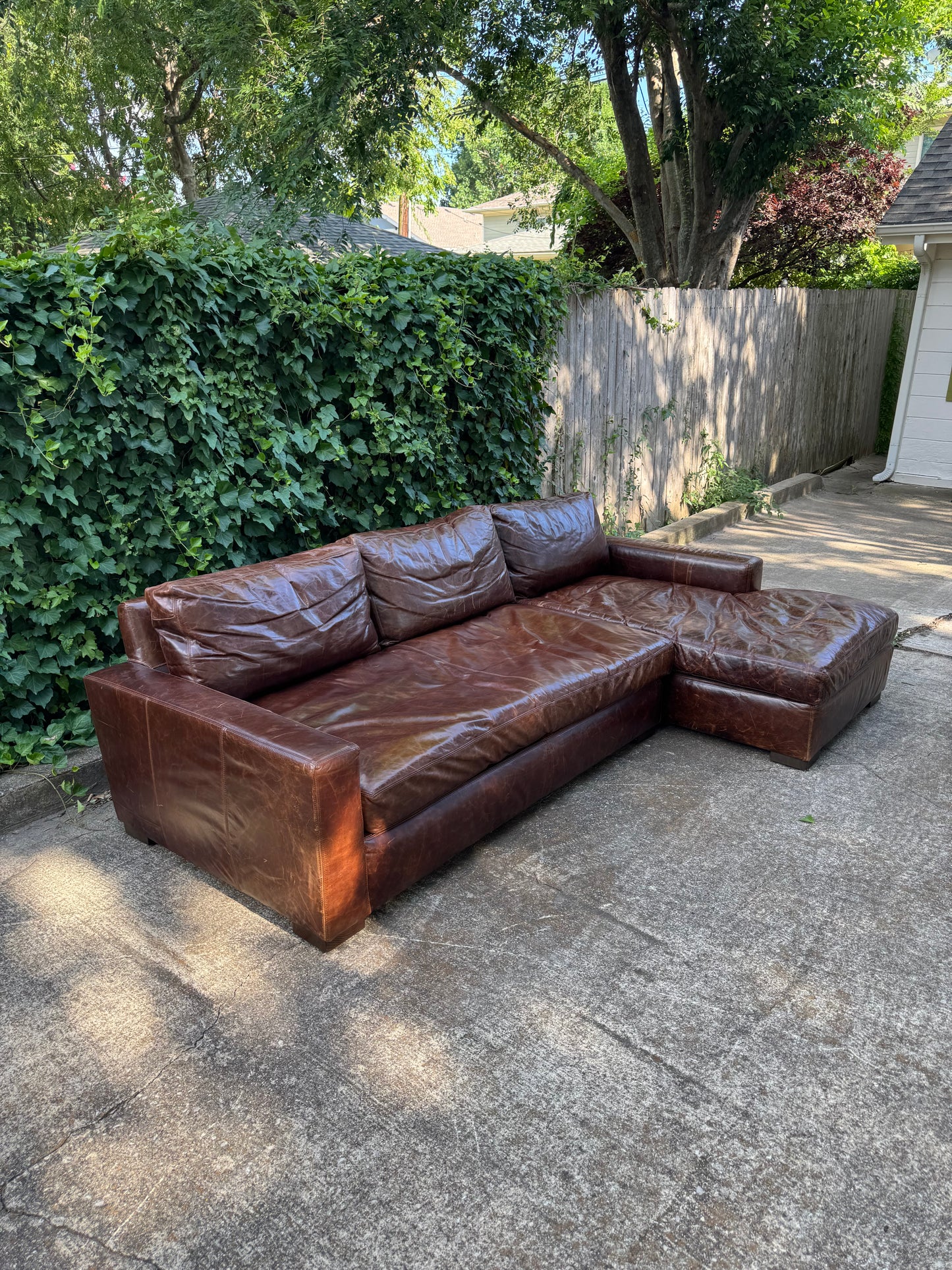 RH Maxwell Leather Sectional Italian Brompton Cocoa Restoration Hardware Brown 9 Foot