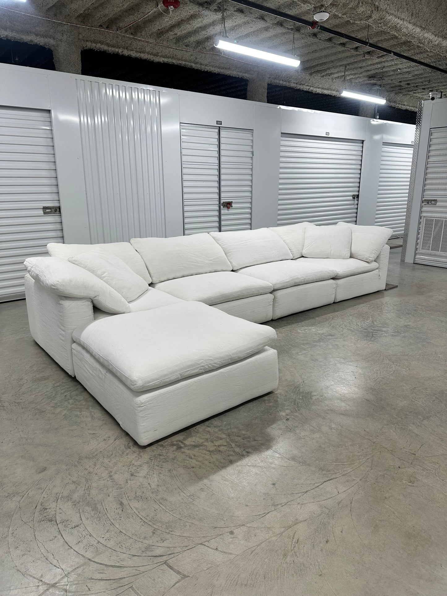RH Five Piece Cloud Modular Sectional White Authentic with Cloud C Side Table