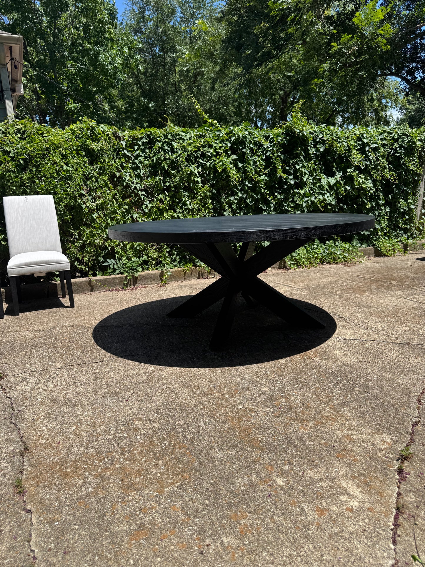RH 1960s French X-Base 72” Round Dining Table Restoration Hardware