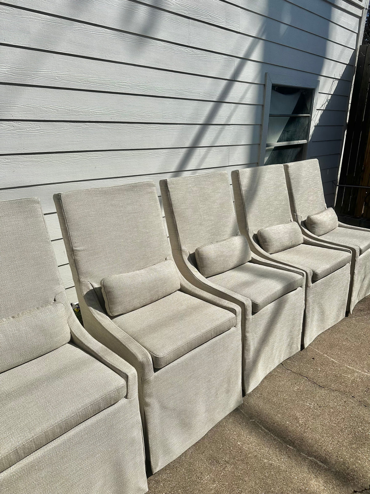 RH Belgian Slope Arm Dining Chairs with Casters Set of Six