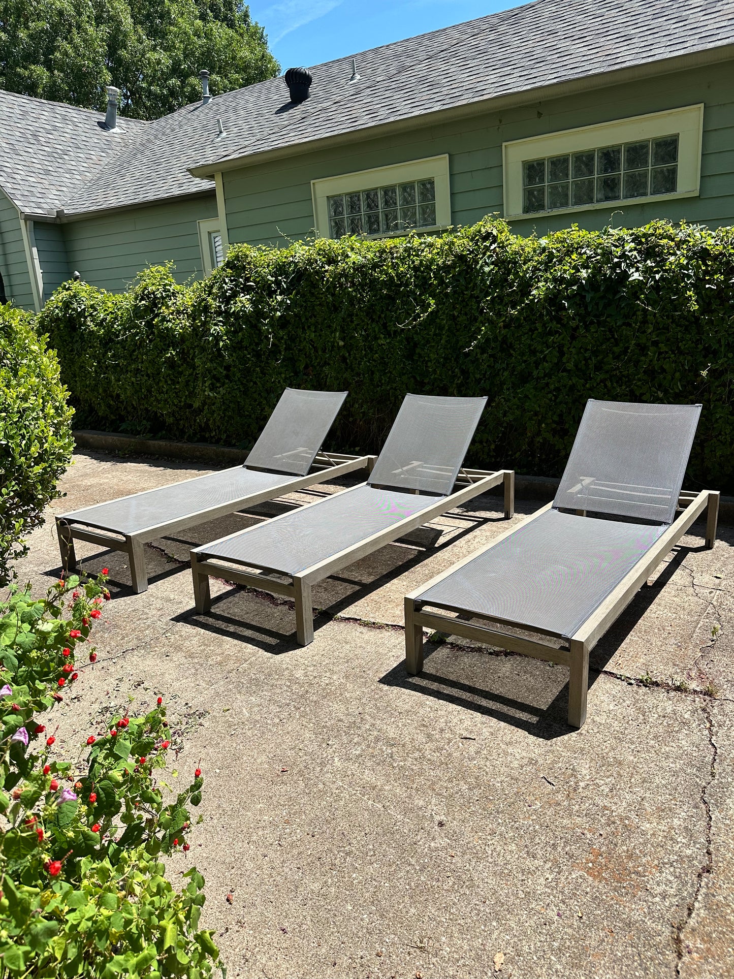 RH Outdoor Aegean Chaise Lounges Set of 3 with Covers Restoration Hardware