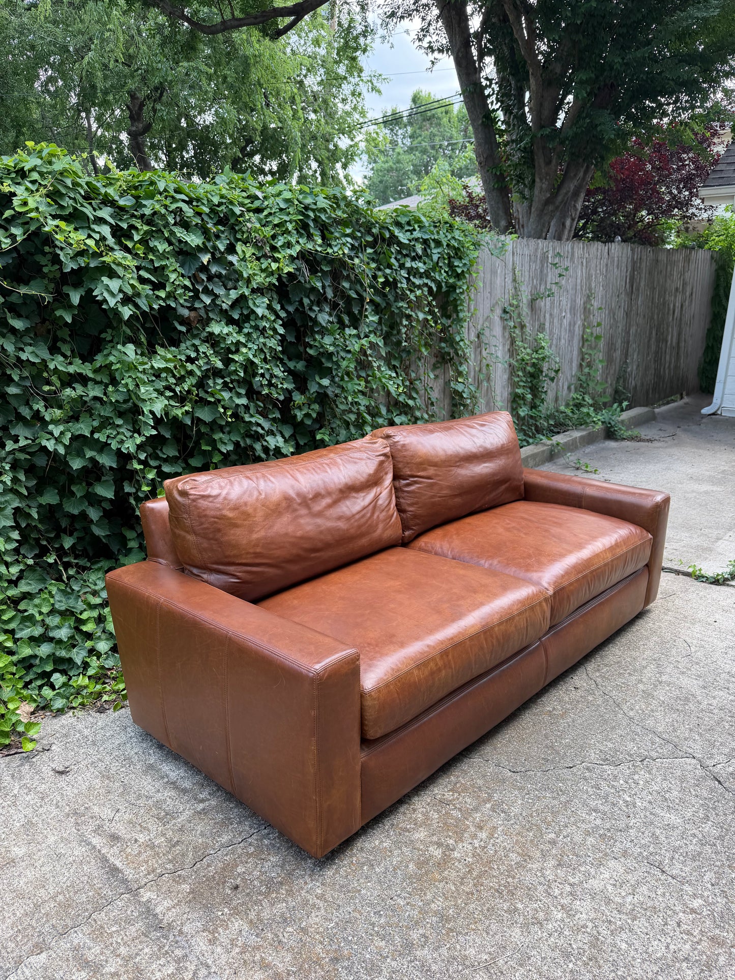 RH Maxwell Brown Leather 7 Foot Restoration Hardware