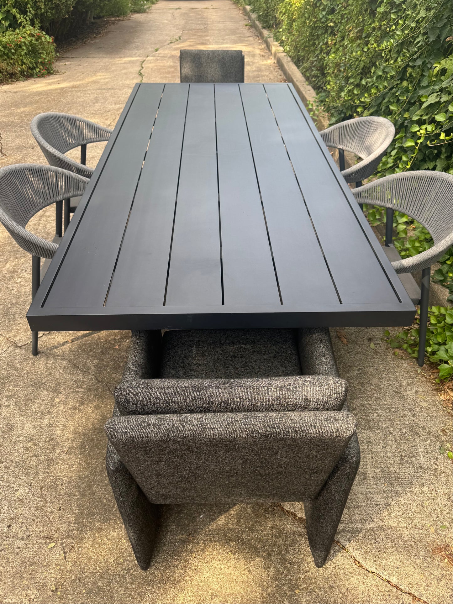 RH Portofino 96" Aluminum Outdoor Dining Table With Chairs Set Of 6 Restoration Hardware