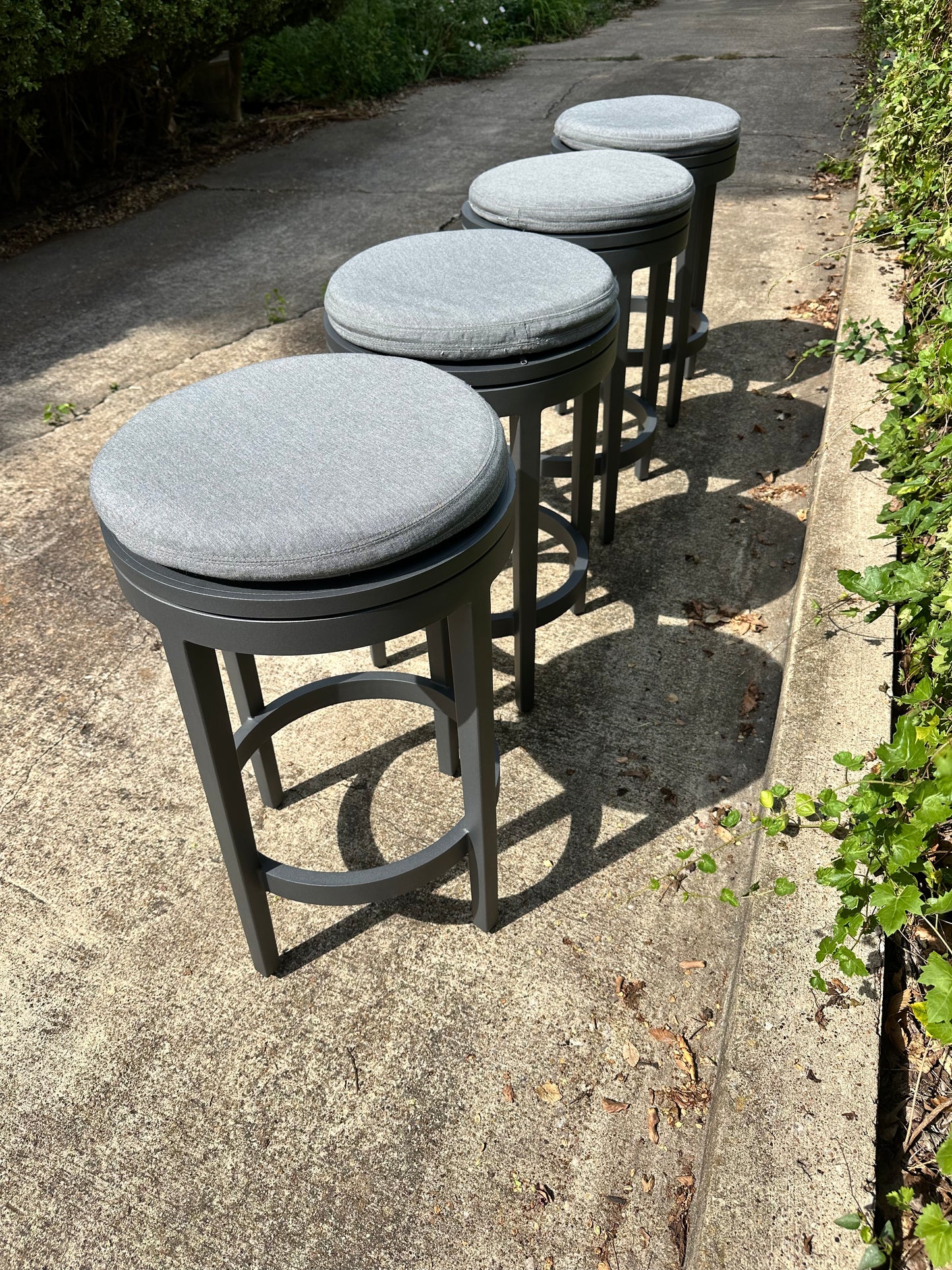 RH Balmain Aluminum Swivel Outdoor Stools Set of 4 Restoration Hardware