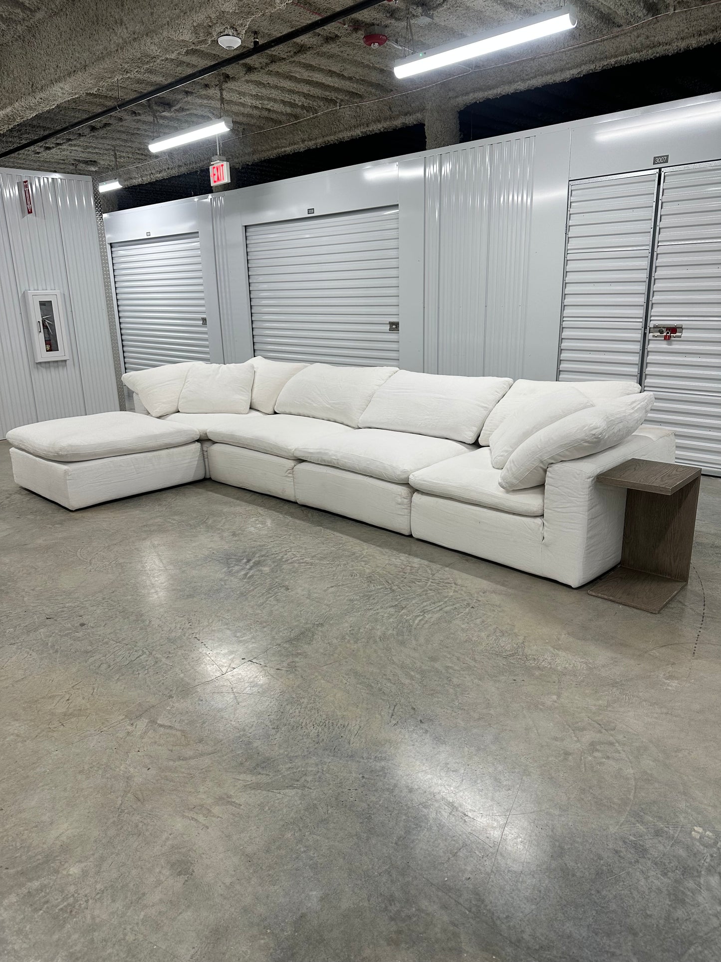 RH Five Piece Cloud Modular Sectional White Authentic with Cloud C Side Table