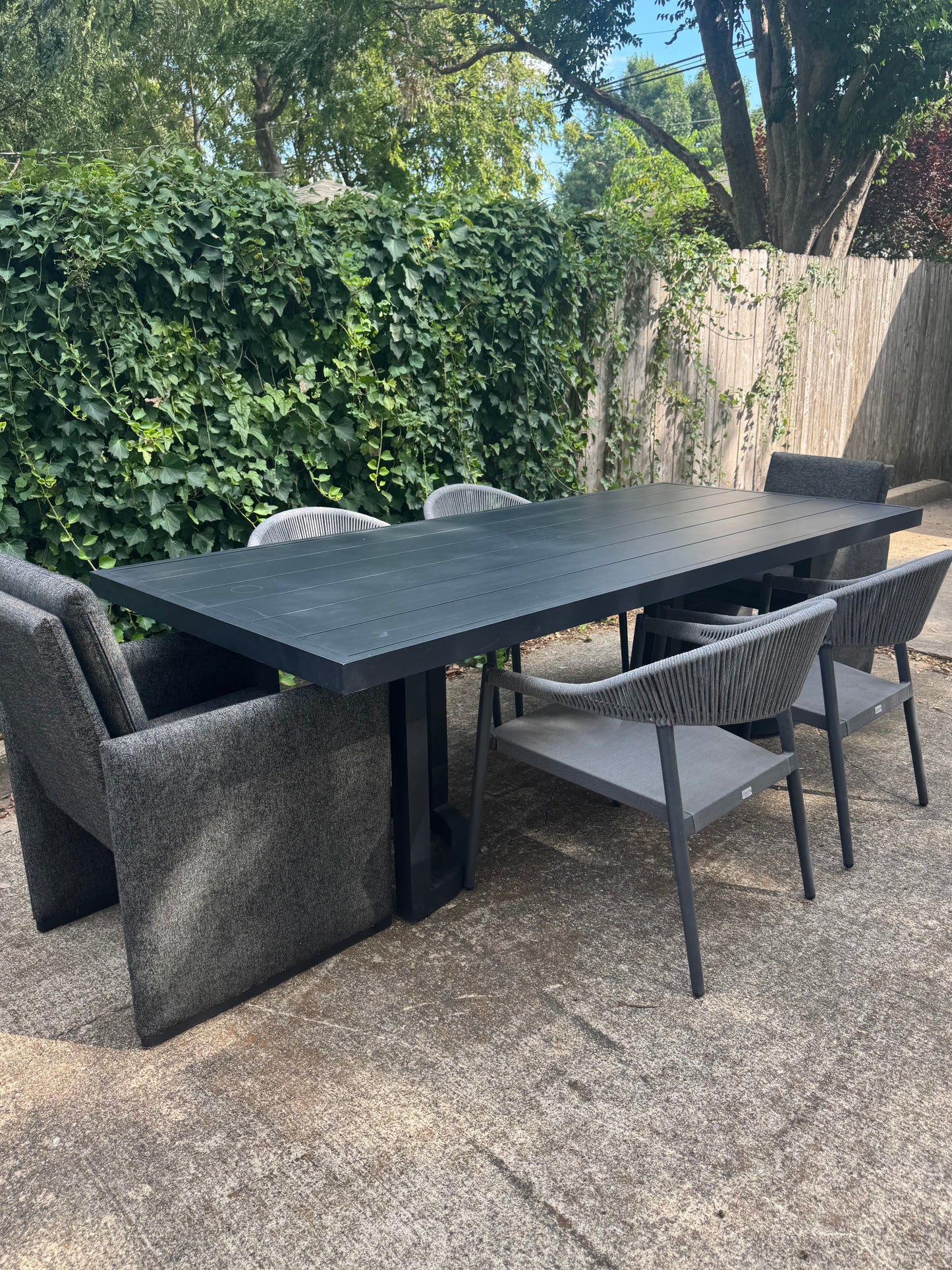 RH Portofino 96" Aluminum Outdoor Dining Table With Chairs Set Of 6 Restoration Hardware