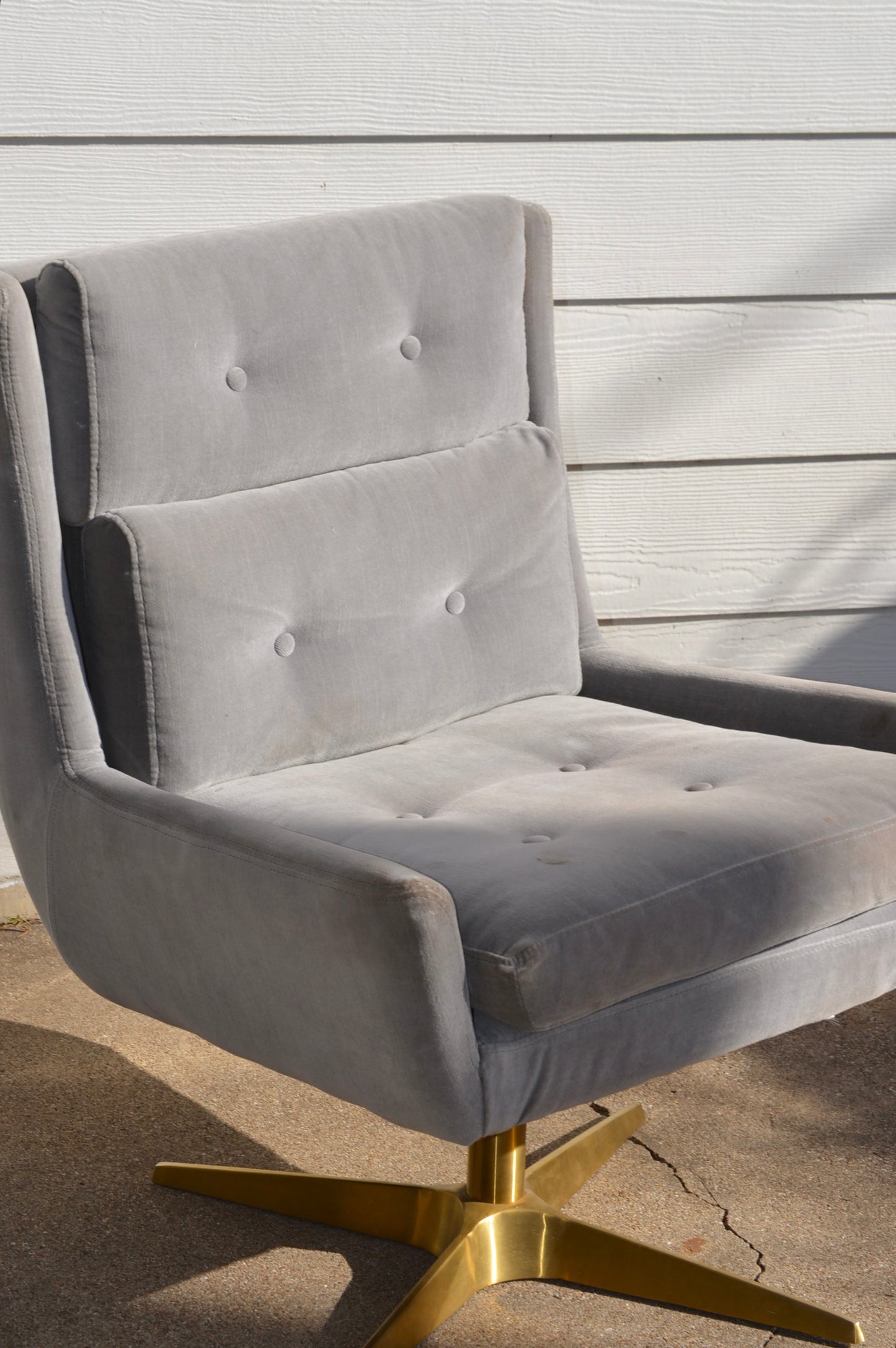 RH Motorcity Velvet & Brass Desk Chair