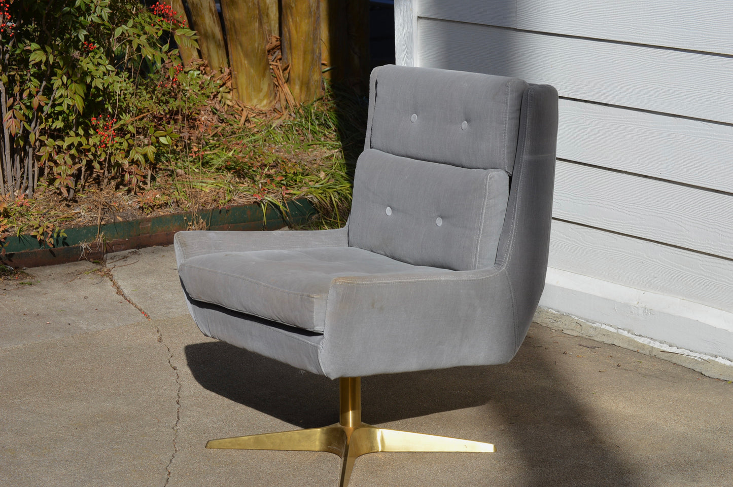 RH Motorcity Velvet & Brass Desk Chair