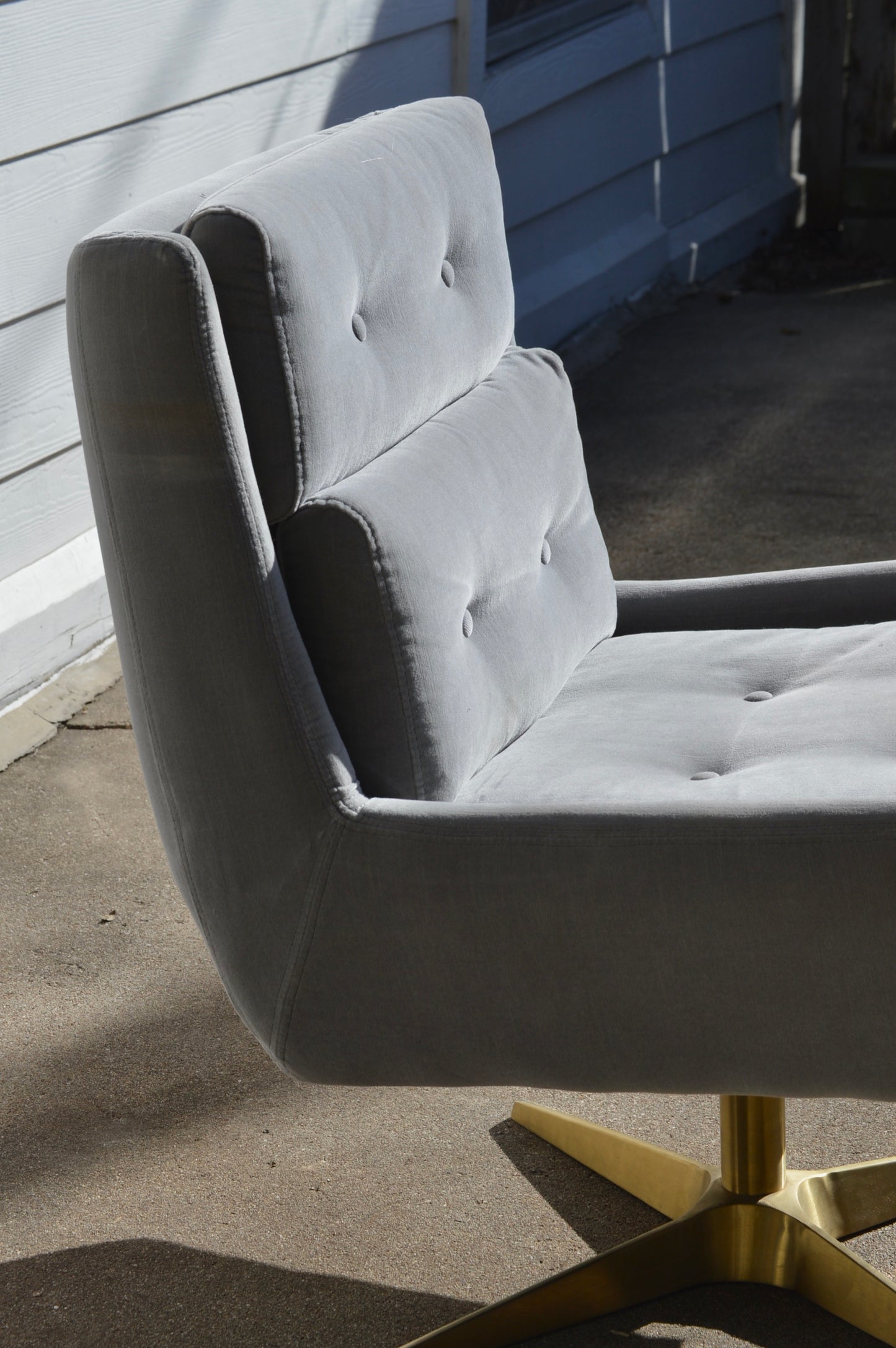 RH Motorcity Velvet & Brass Desk Chair