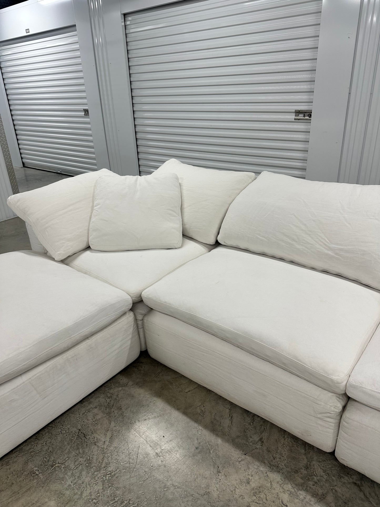 RH Five Piece Cloud Modular Sectional White Authentic with Cloud C Side Table