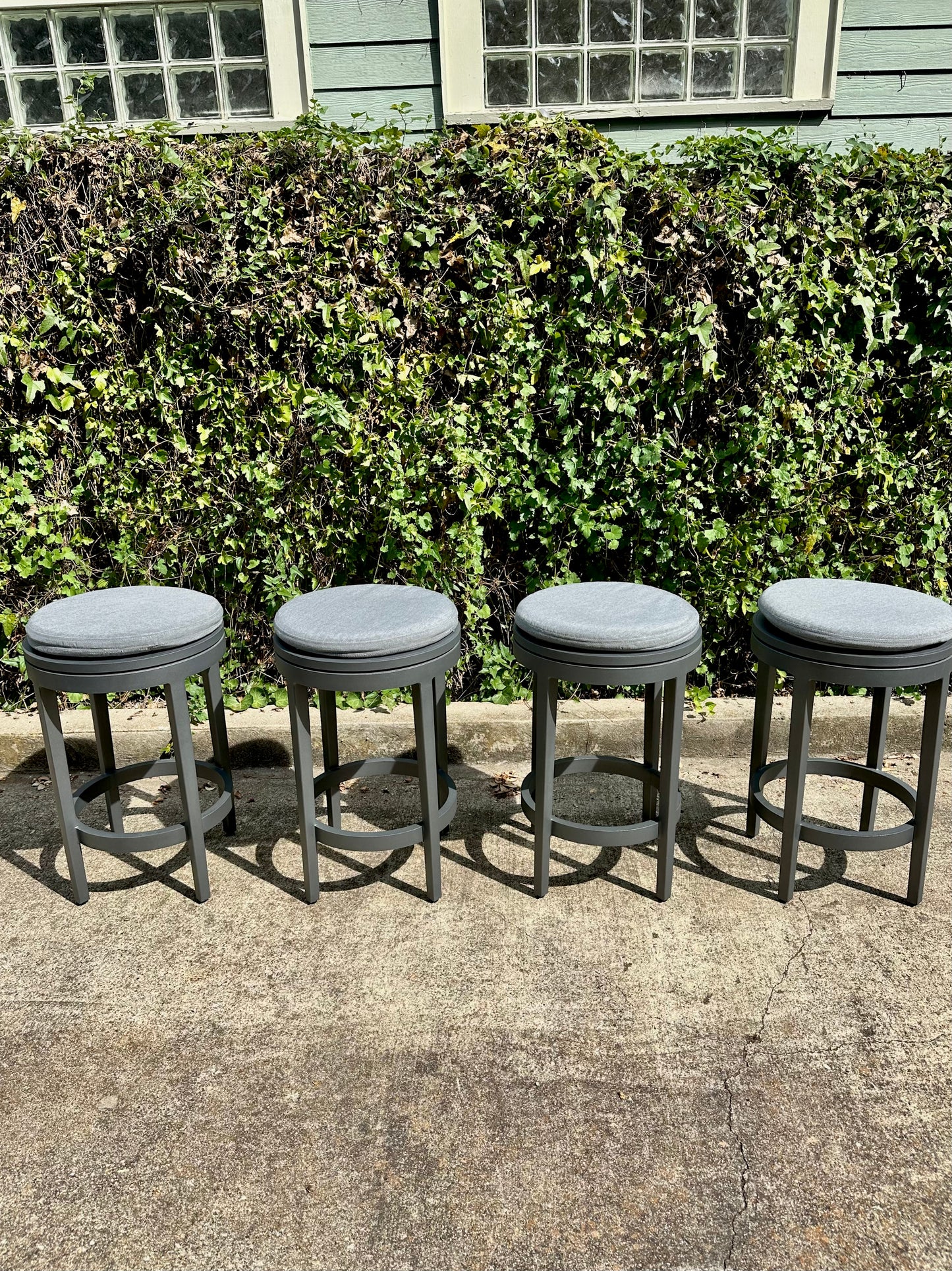 RH Balmain Aluminum Swivel Outdoor Stools Set of 4 Restoration Hardware