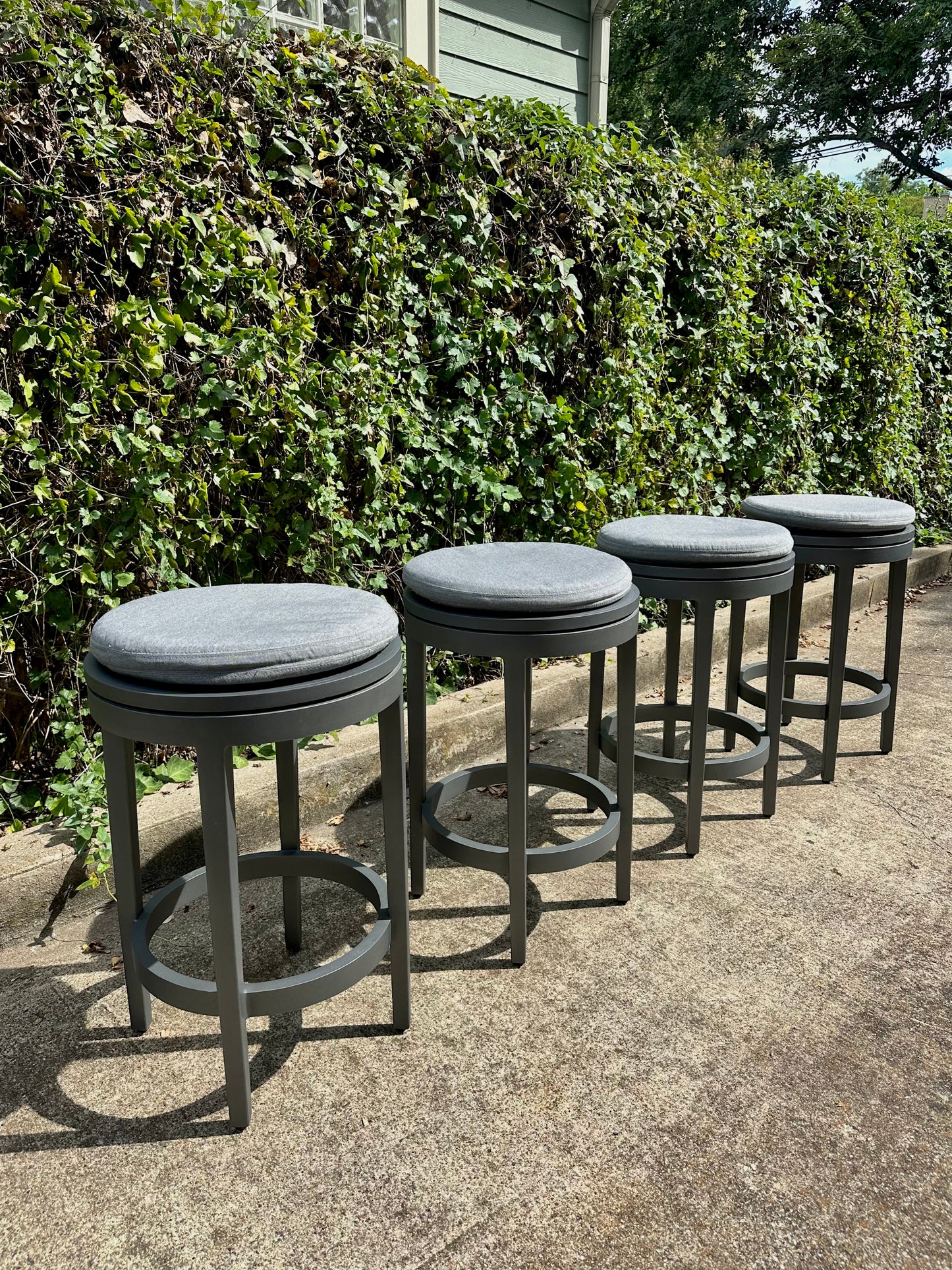 RH Balmain Aluminum Swivel Outdoor Stools Set of 4 Restoration Hardware