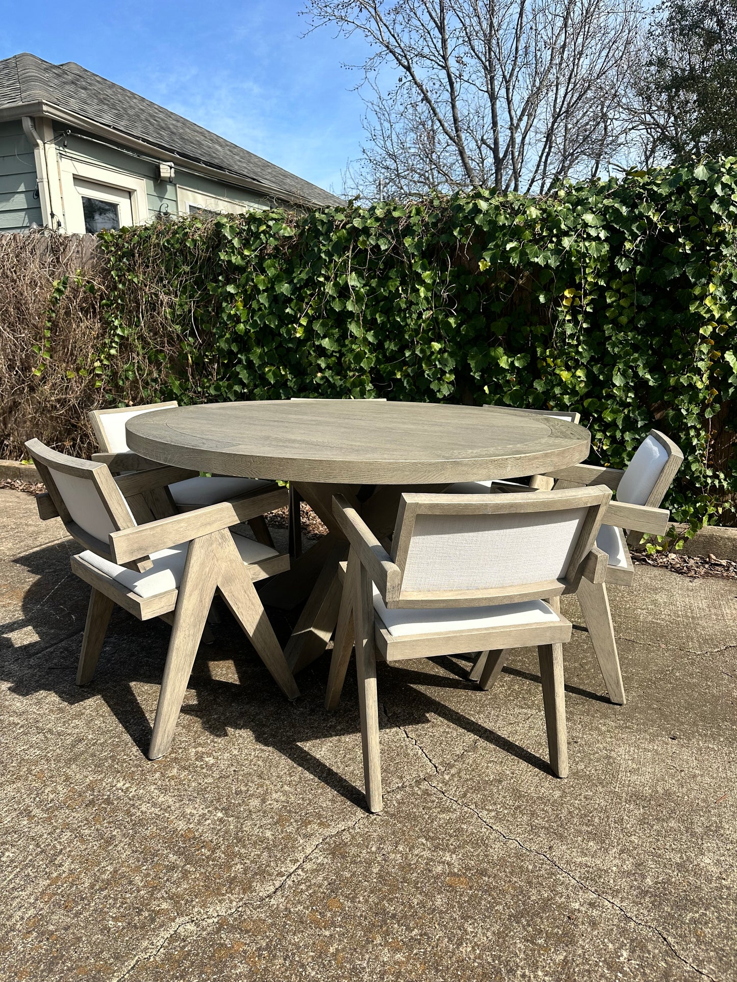 RH Dining Set with Six Jakob Dining Chairs & French 60” Round Dining Table
