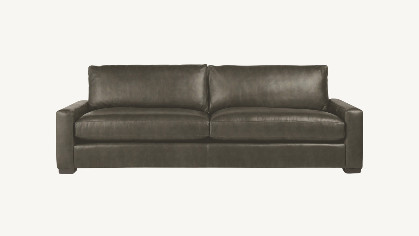 Arhaus Remington Green Leather Sofa