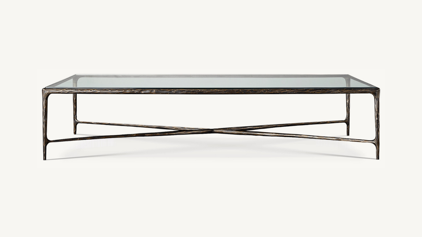 RH Thaddeus Glass Coffee Table Restoration Hardware