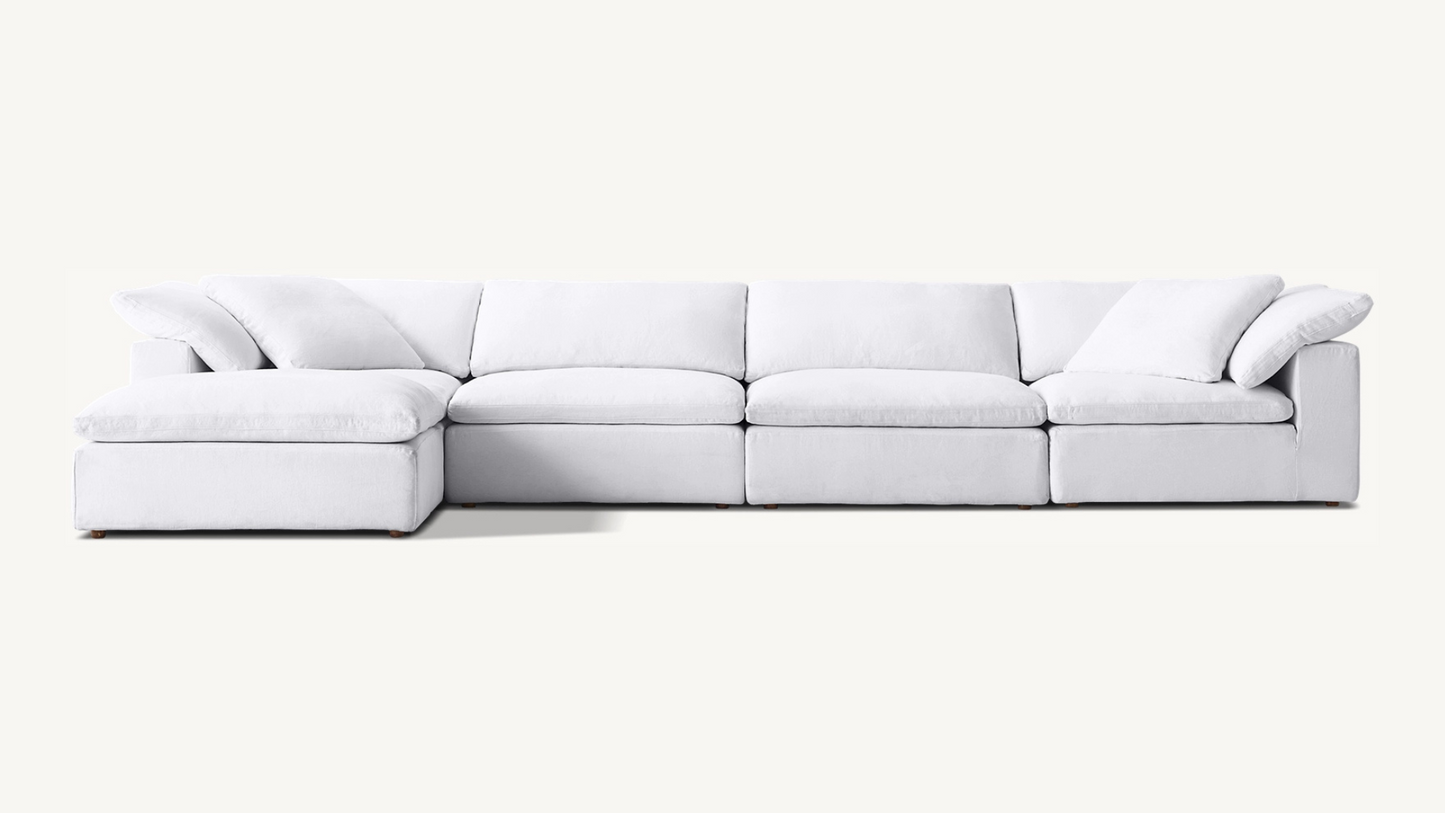 RH Five Piece Cloud Modular Sectional White Authentic with Cloud C Side Table