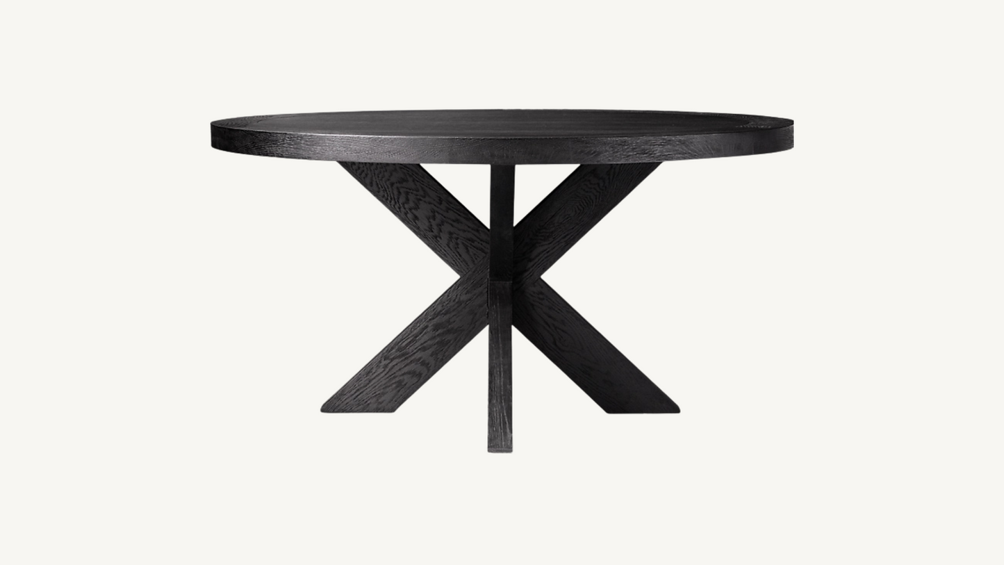 RH 1960s French X-Base 72” Round Dining Table Restoration Hardware