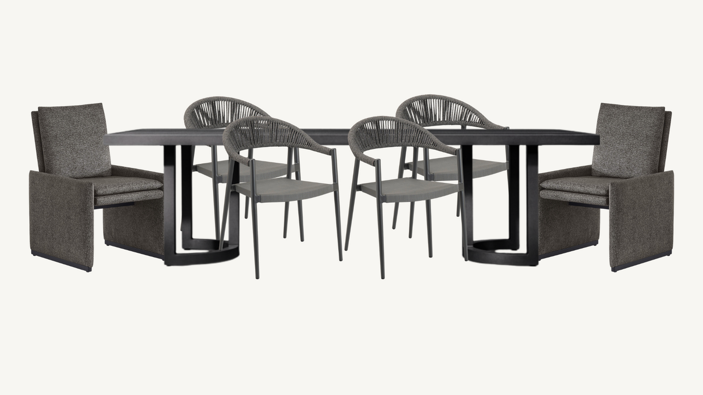 RH Portofino 96" Aluminum Outdoor Dining Table With Chairs Set Of 6 Restoration Hardware