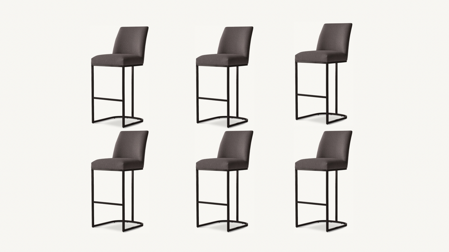 RH Emery Armless Bar Stools Set of 6 Like New Dark Gray Restoration Hardware