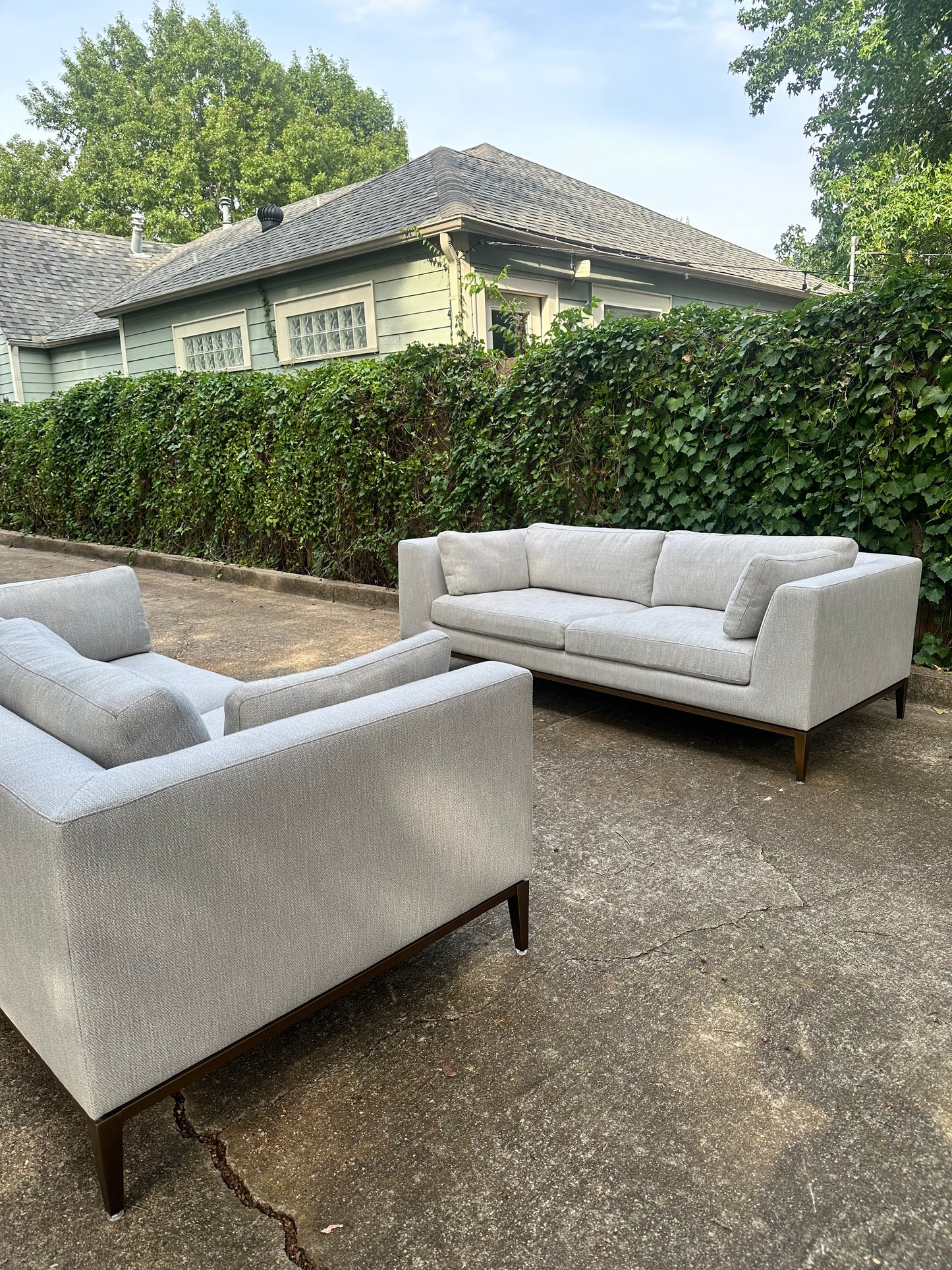RH Italia Taper Arm Sofa Metal Base Set of 2