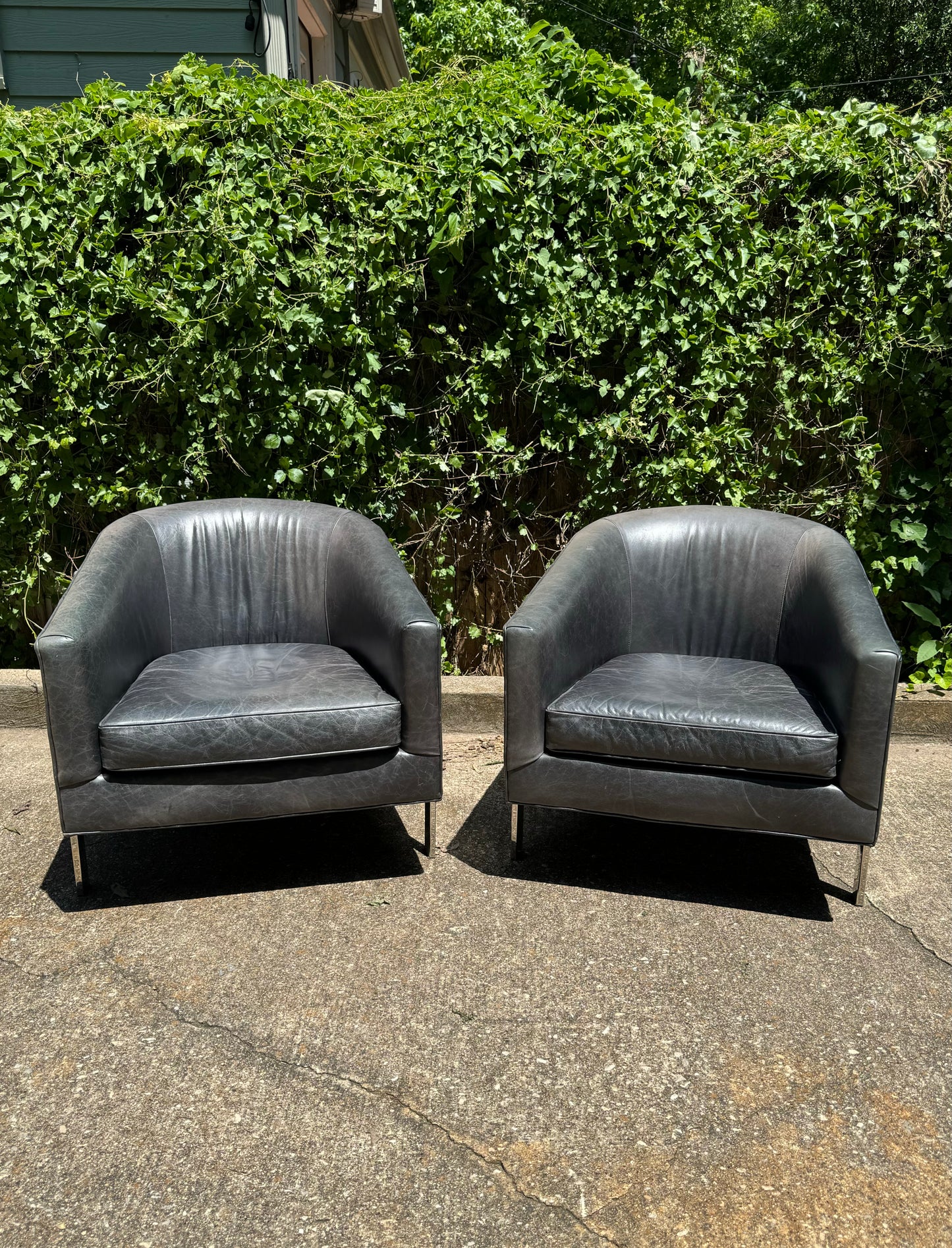 MG + BW Gray Avery Leather Chair Set