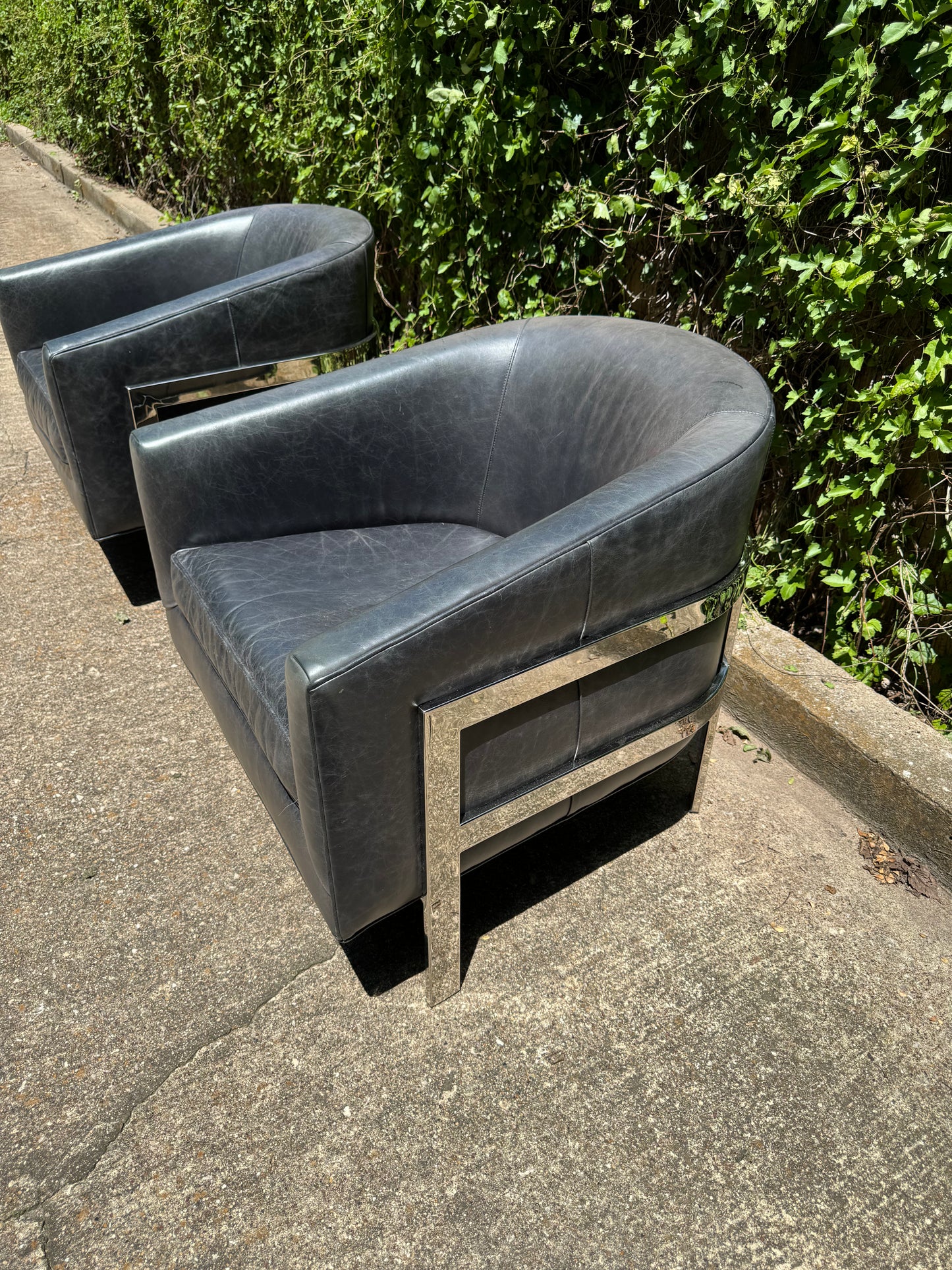 MG + BW Gray Avery Leather Chair Set