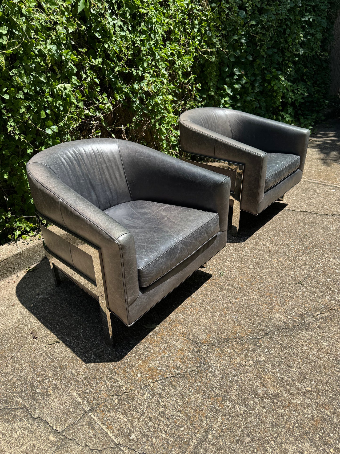 MG + BW Gray Avery Leather Chair Set