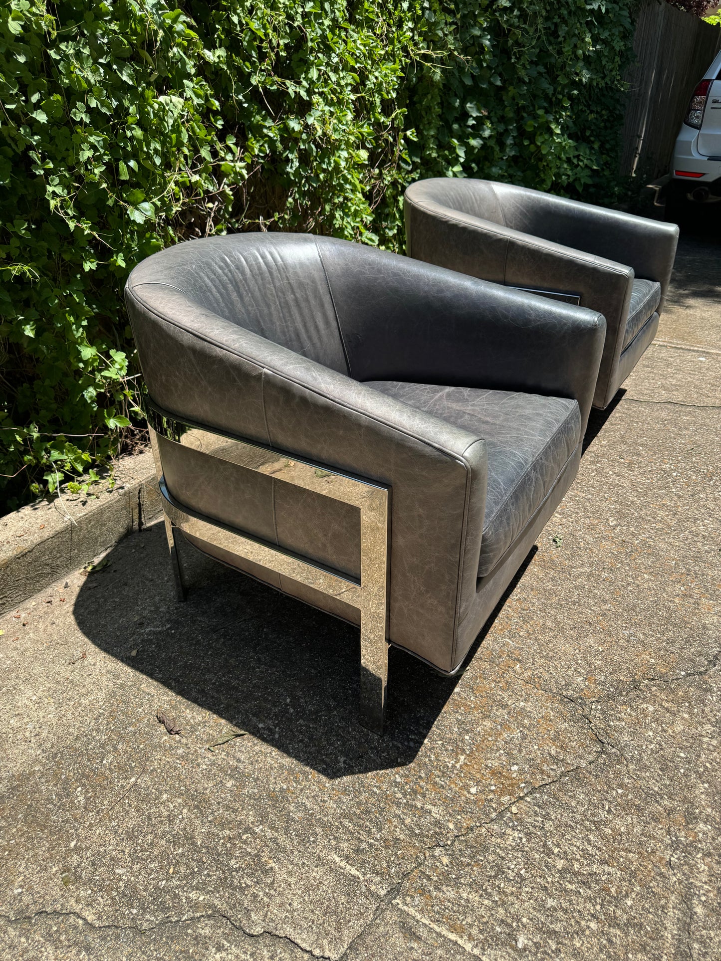MG + BW Gray Avery Leather Chair Set