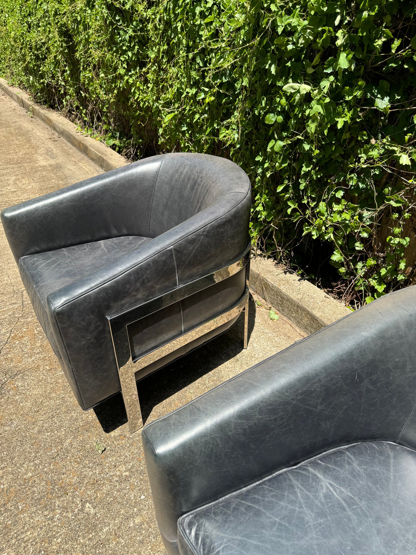 MG + BW Gray Avery Leather Chair Set