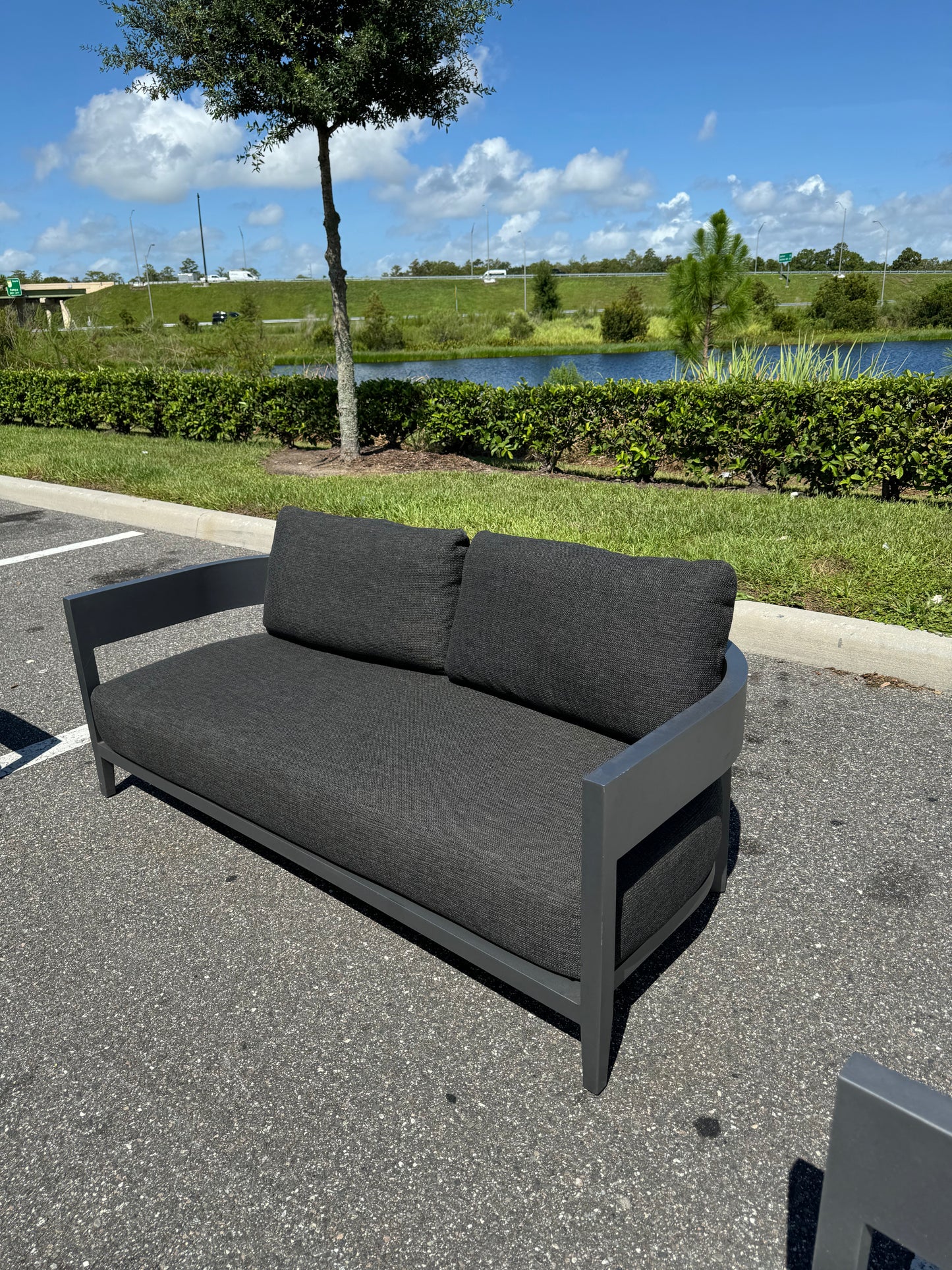 RH Balmain Aluminum Outdoor Sofa and Chair Set w/ FREE coffee table