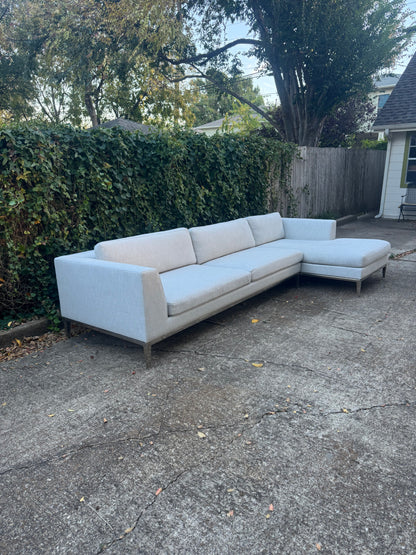 RH Italia Taper Arm Sectional Perennials Performance Gray Two Tone Linen