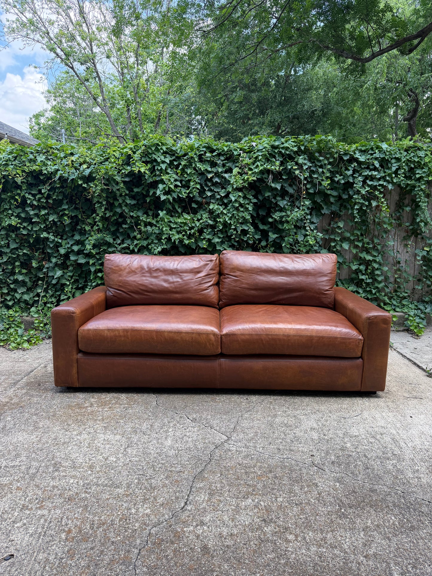 RH Maxwell Brown Leather 7 Foot Restoration Hardware
