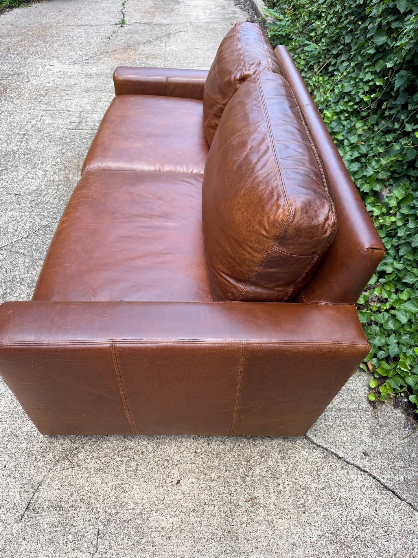 RH Maxwell Brown Leather 7 Foot Restoration Hardware