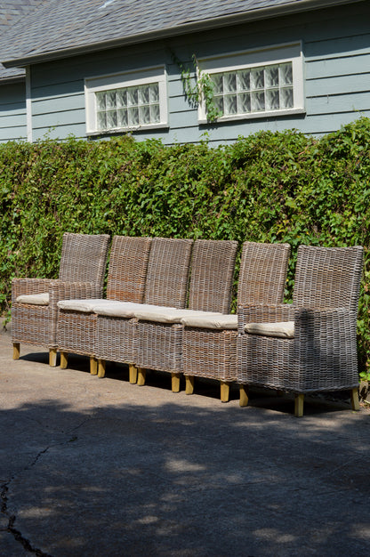 RH Provence Wicker High-Back Dining Chair Set of 6 Outdoor or Indoor Restoration Hardware